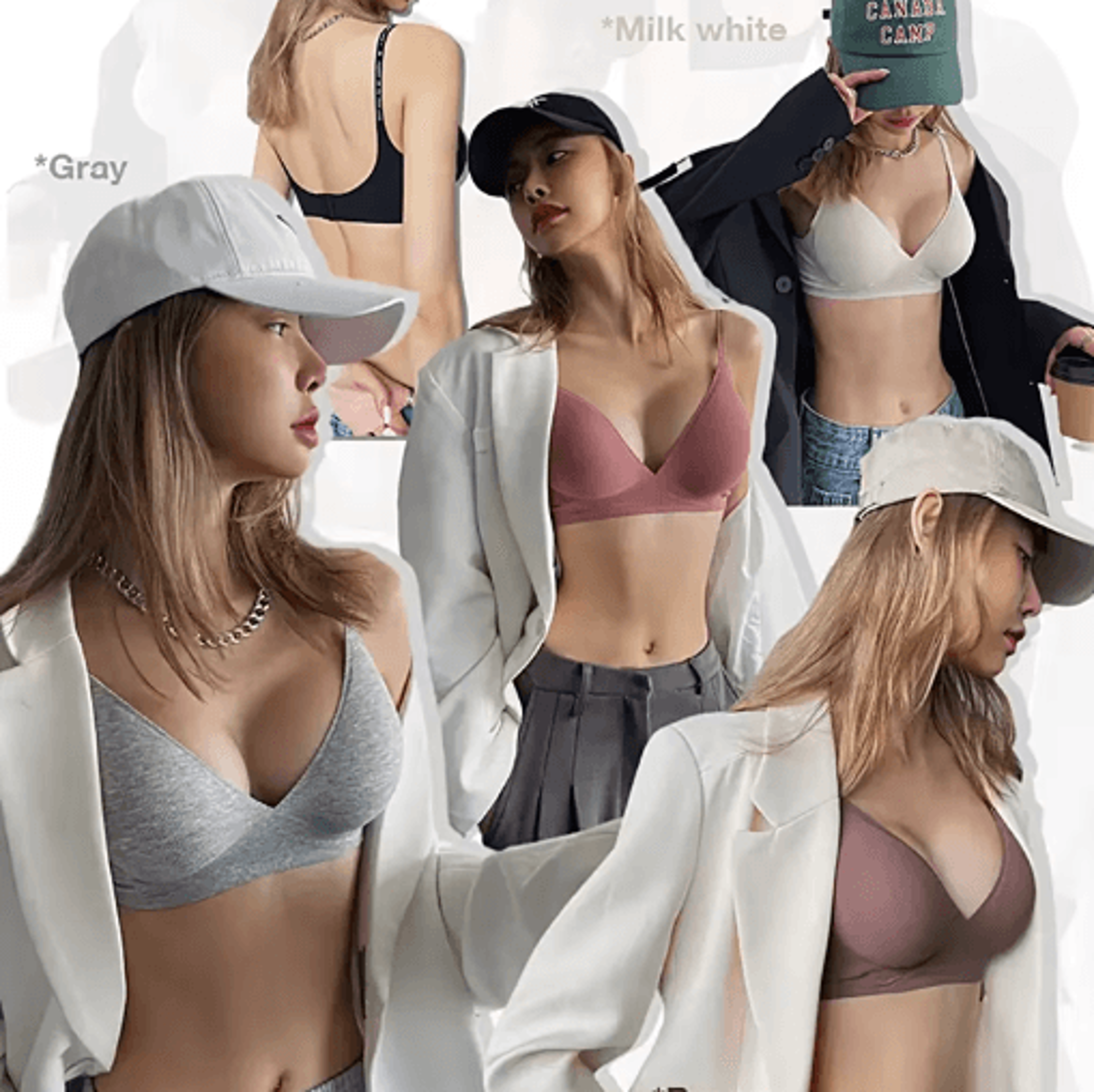 finetoo deep v wireless padded bralette with trendy stripe knit
