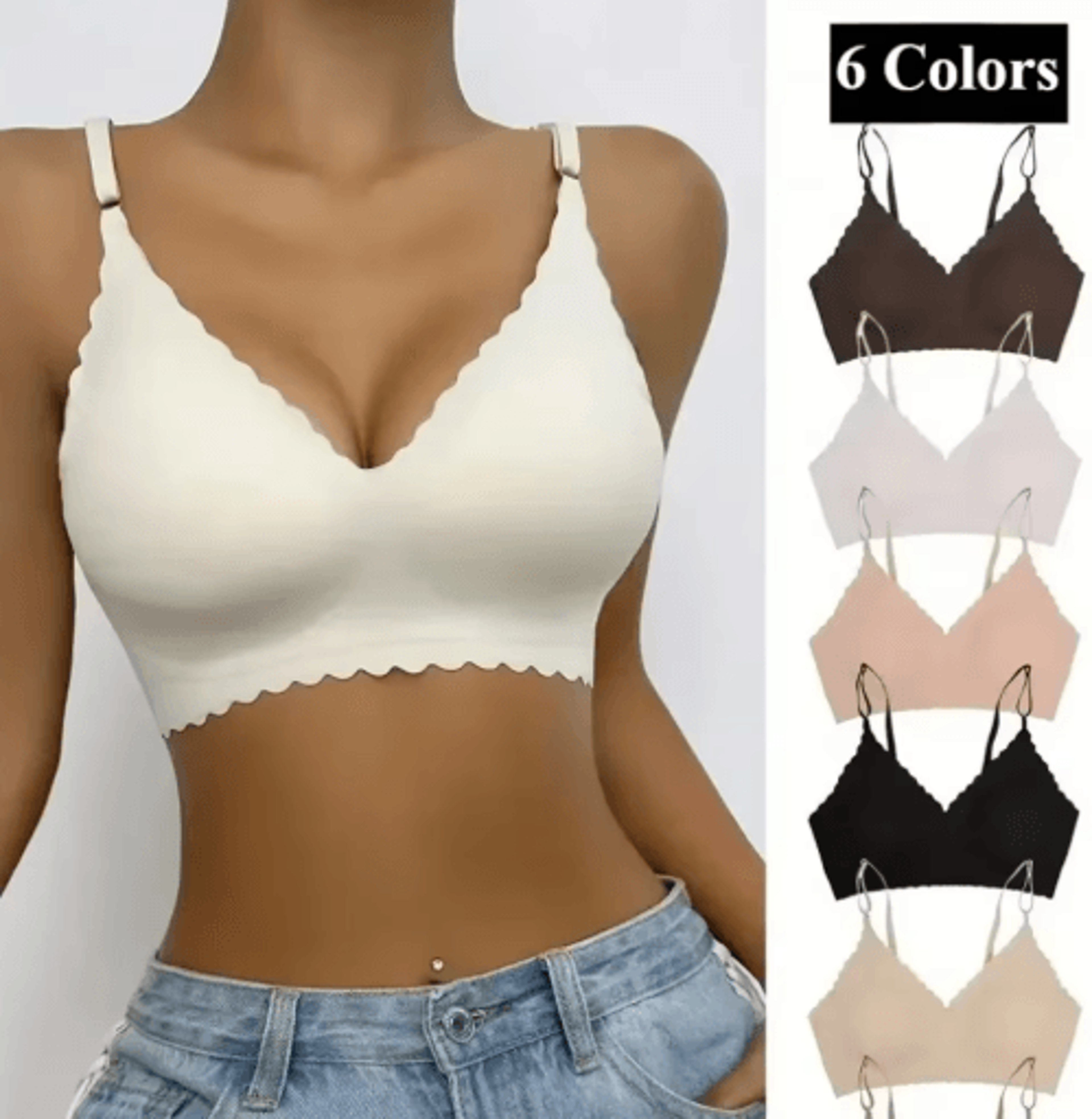 ice silk seamless wirefree padded bra with wavy edge design