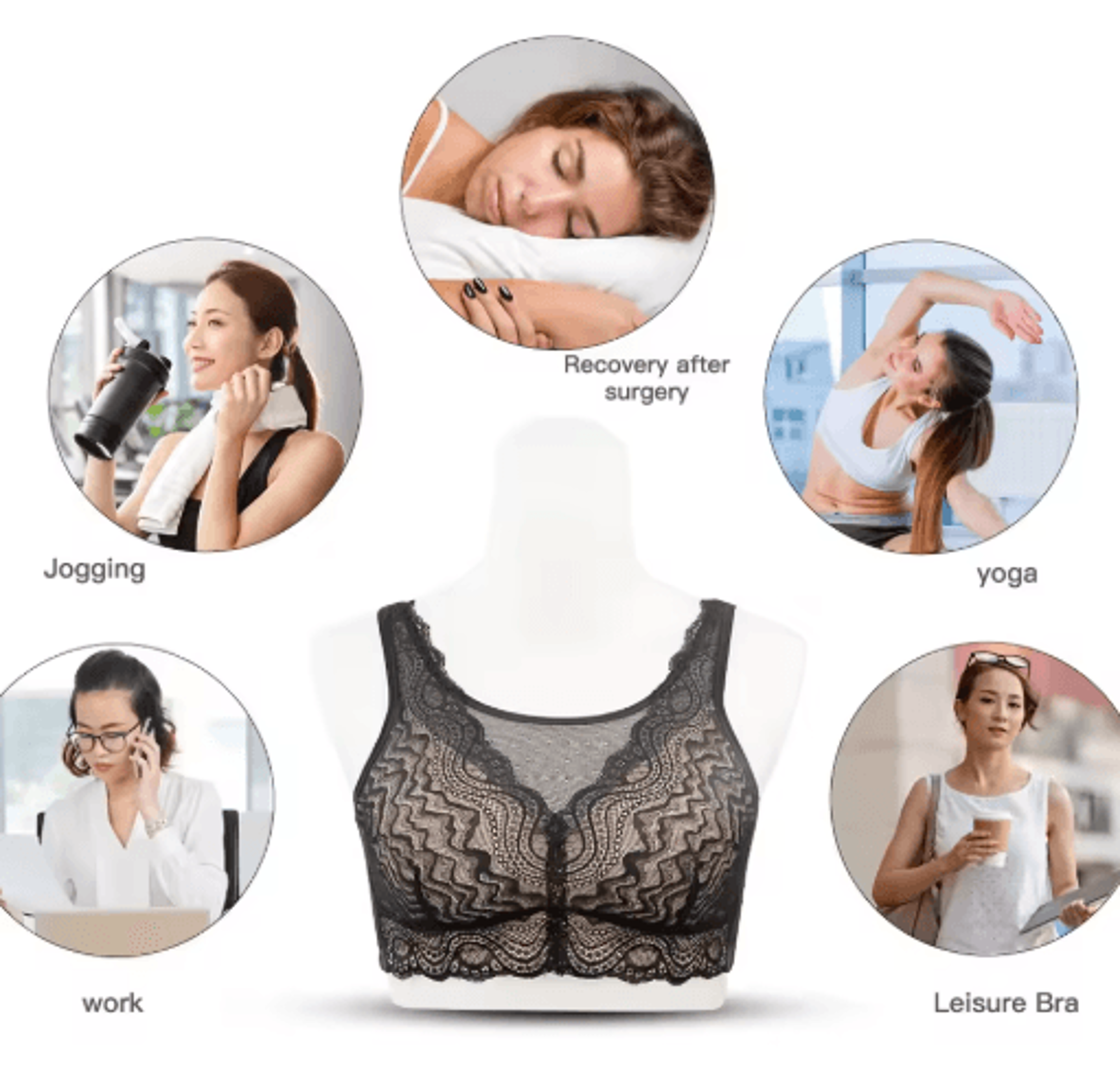 post mastectomy lace back wireless bra with silicone padding 2076