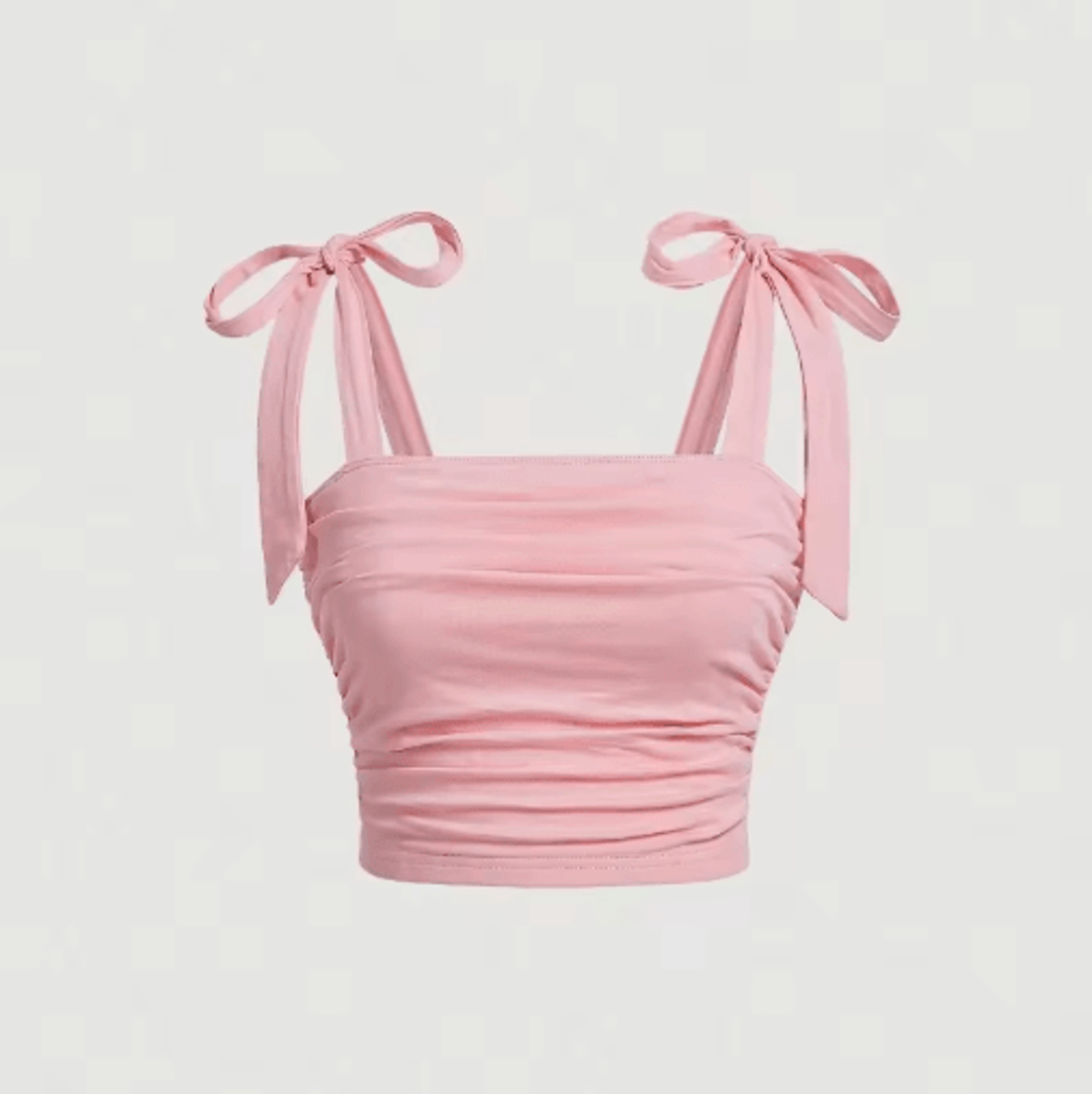 pink tie shoulder ruched crop top – backless y2k streetwear cami for women