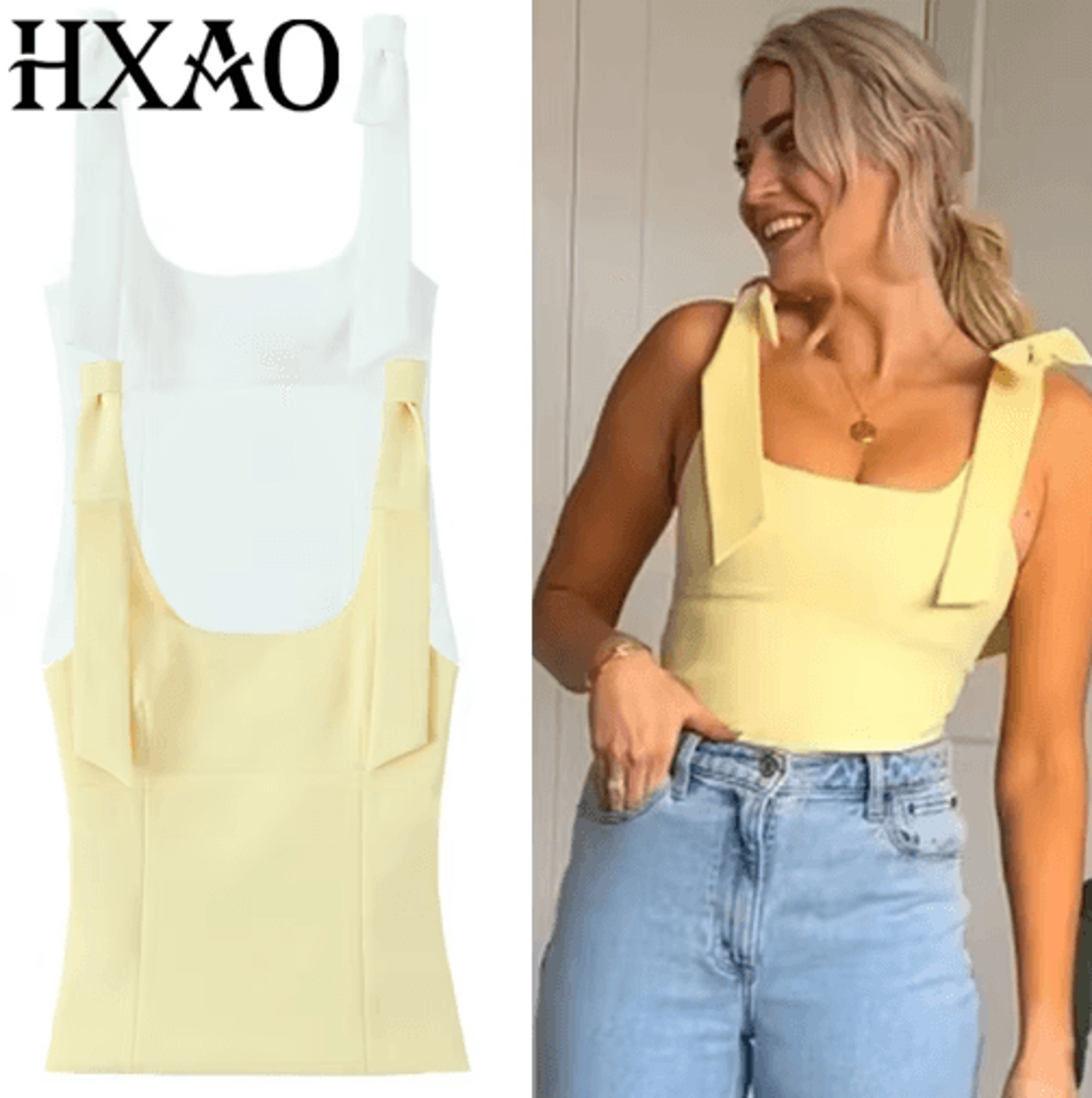 hxao butterfly off shoulder crop top cute bow backless summer cami