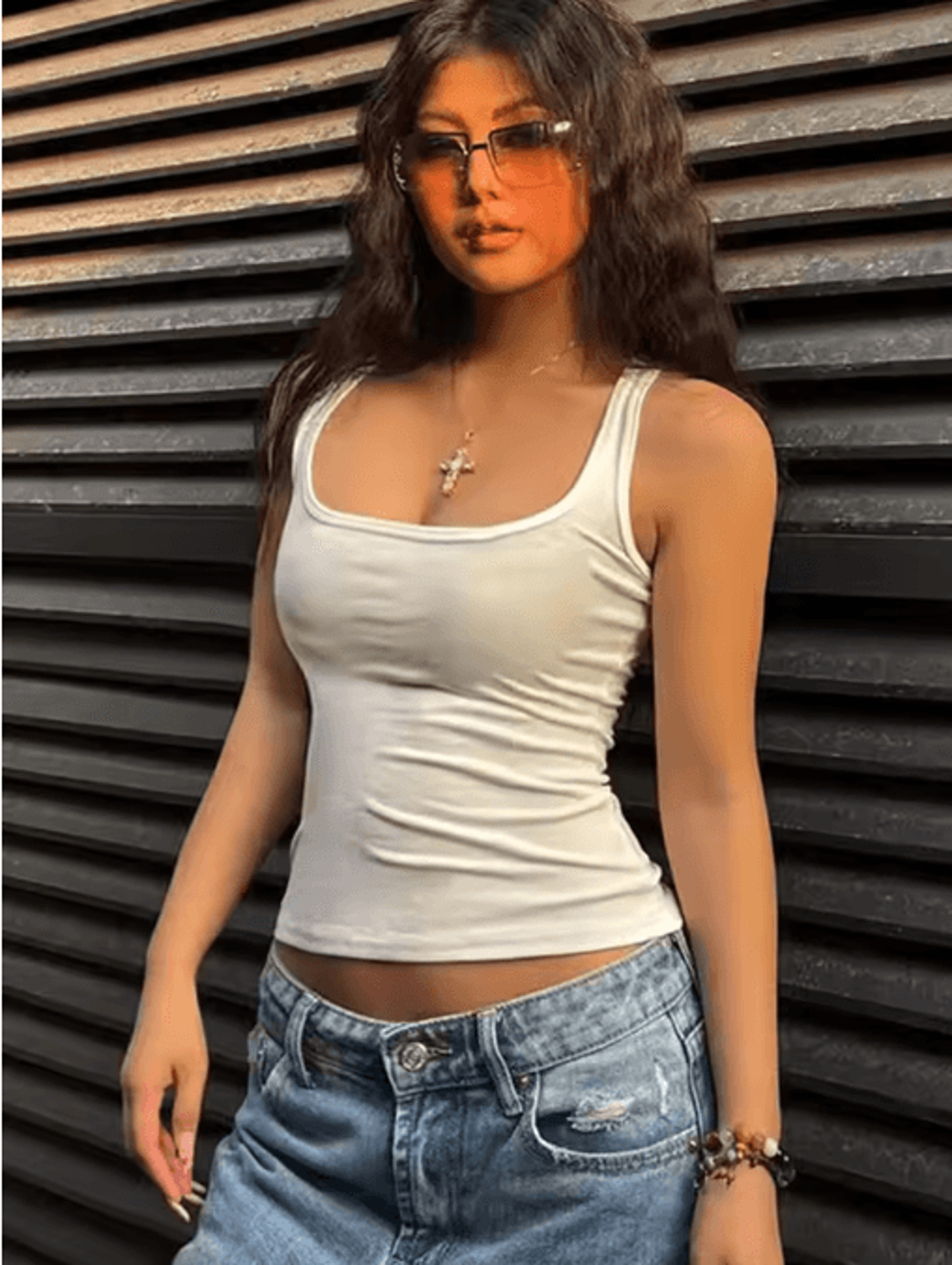sculpted square neck tank top for women sleek fitted sleeveless essential