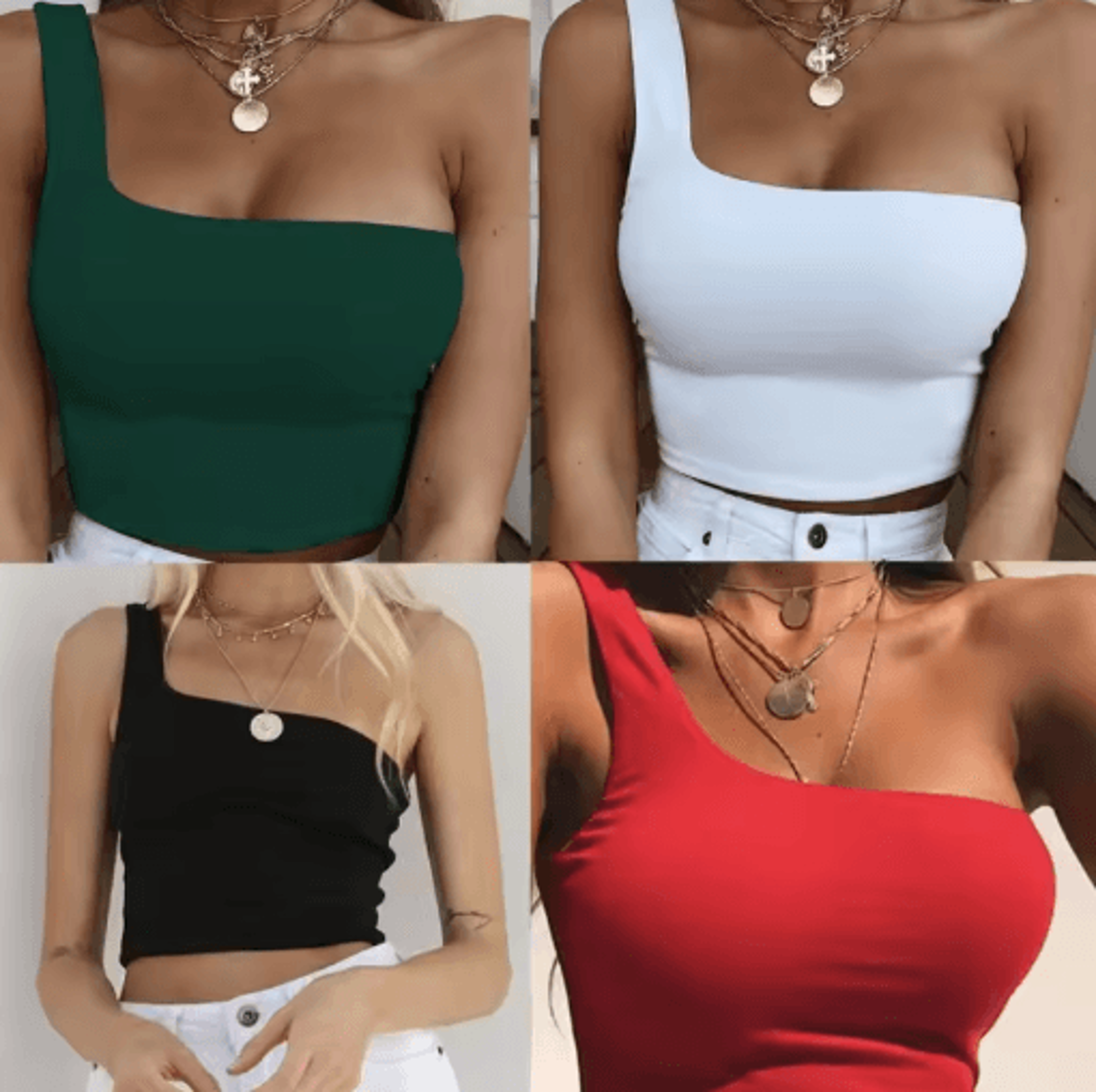womens one shoulder crop top sleeveless summer beach tank