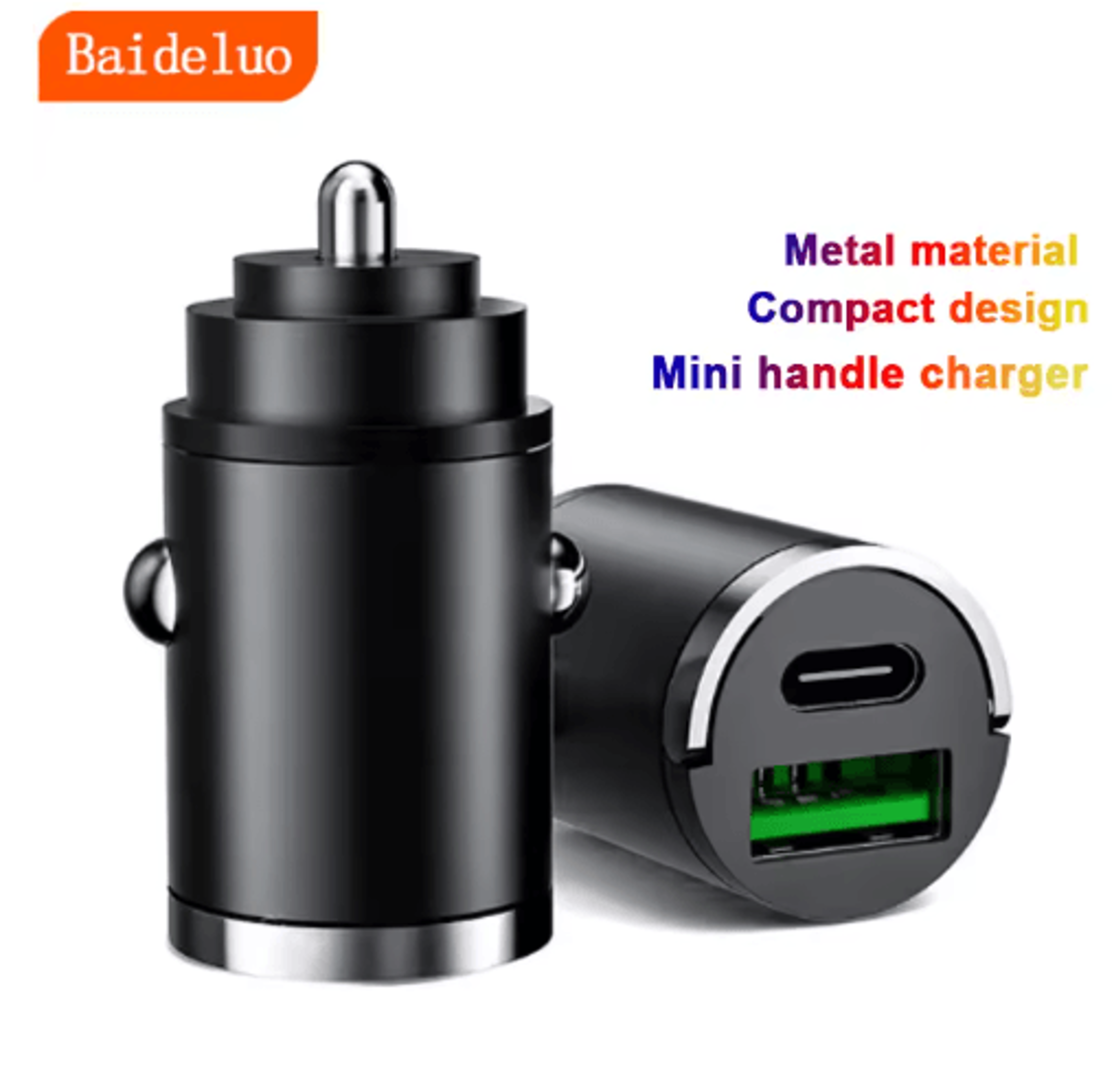mini 100w pd usb-c fast car charger with pull ring design