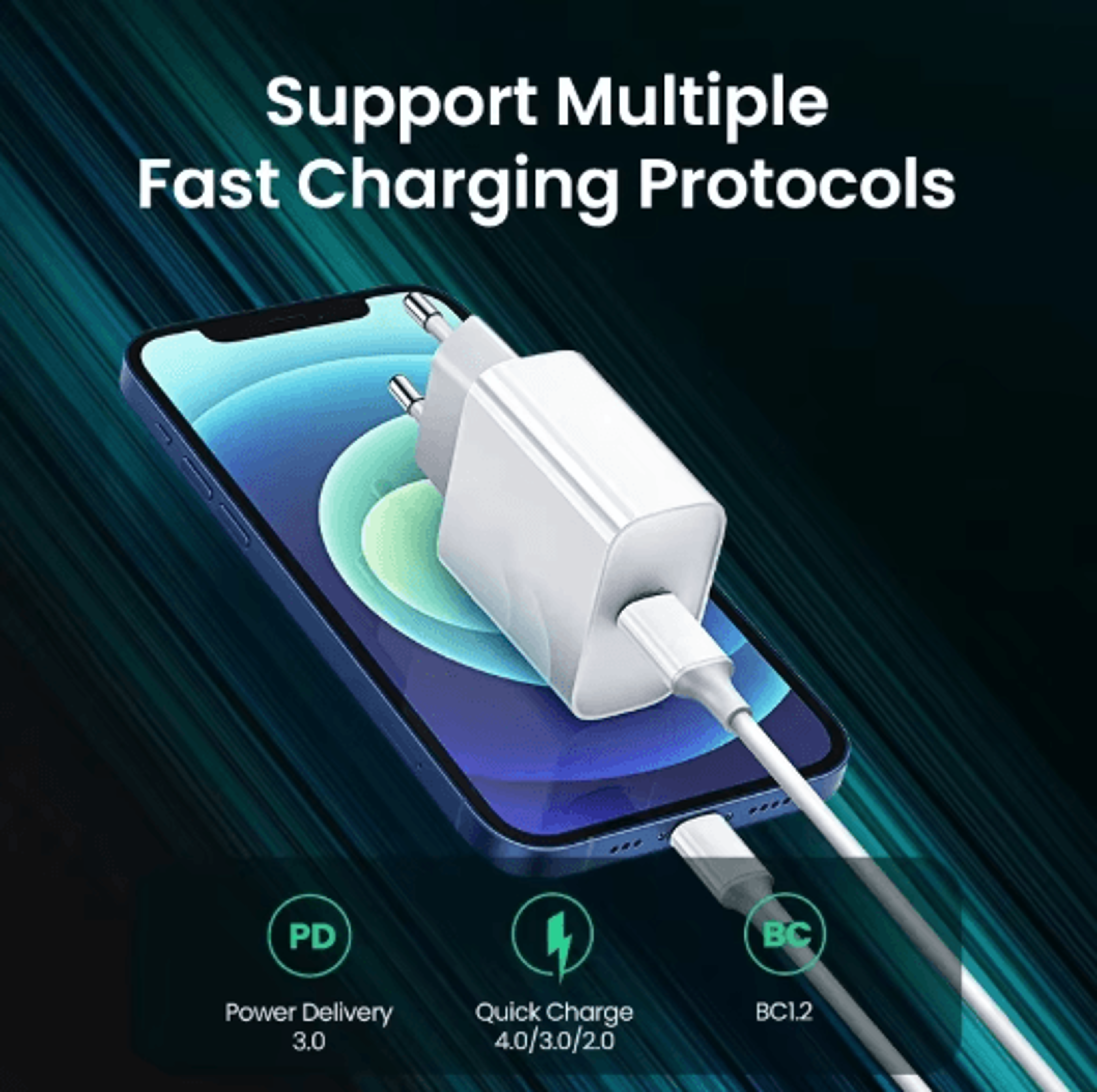 40w pd usb c fast charger with type c cable for iphone and ipad