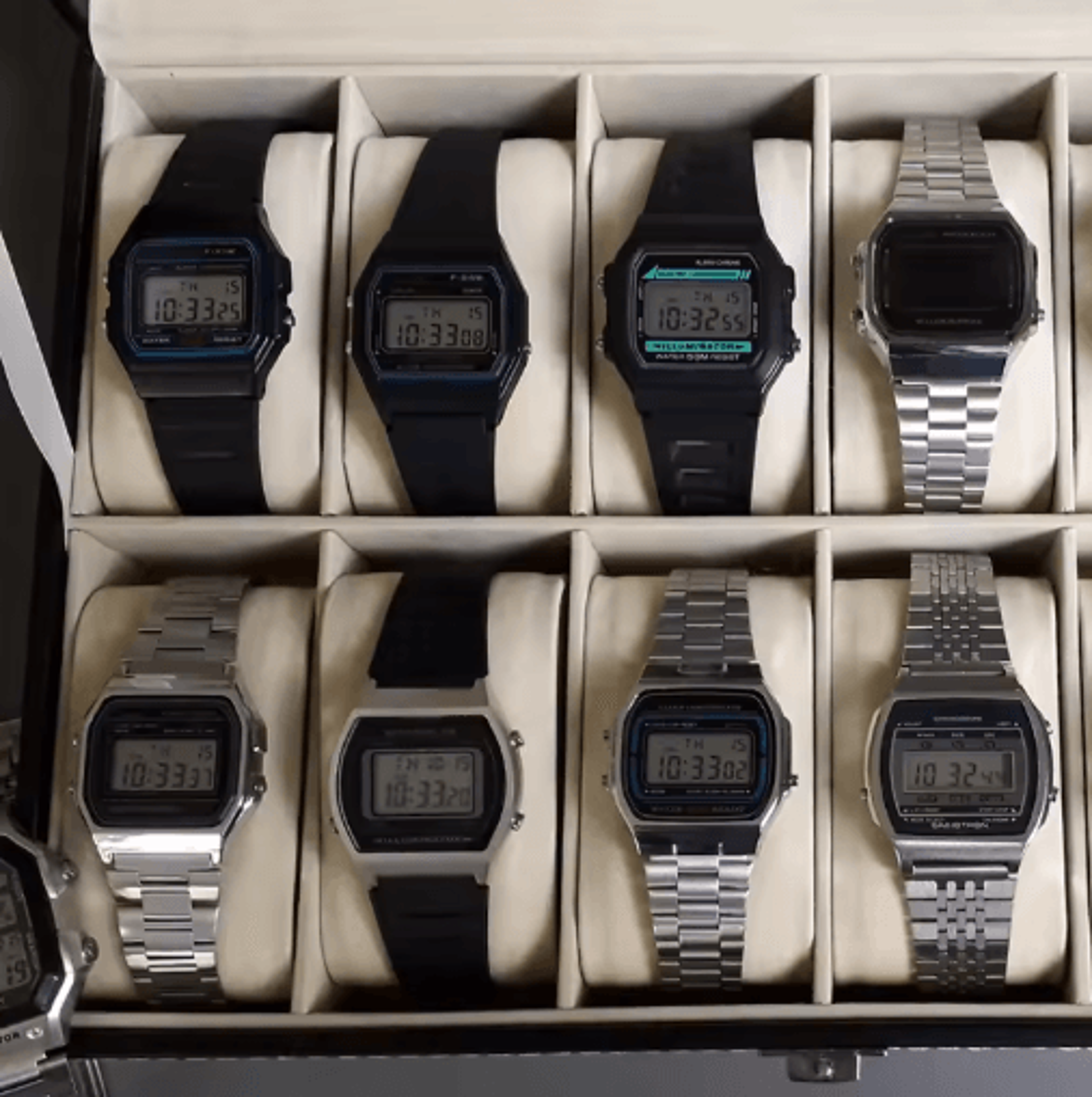 luxury gold silver retro led digital sports watch with steel band