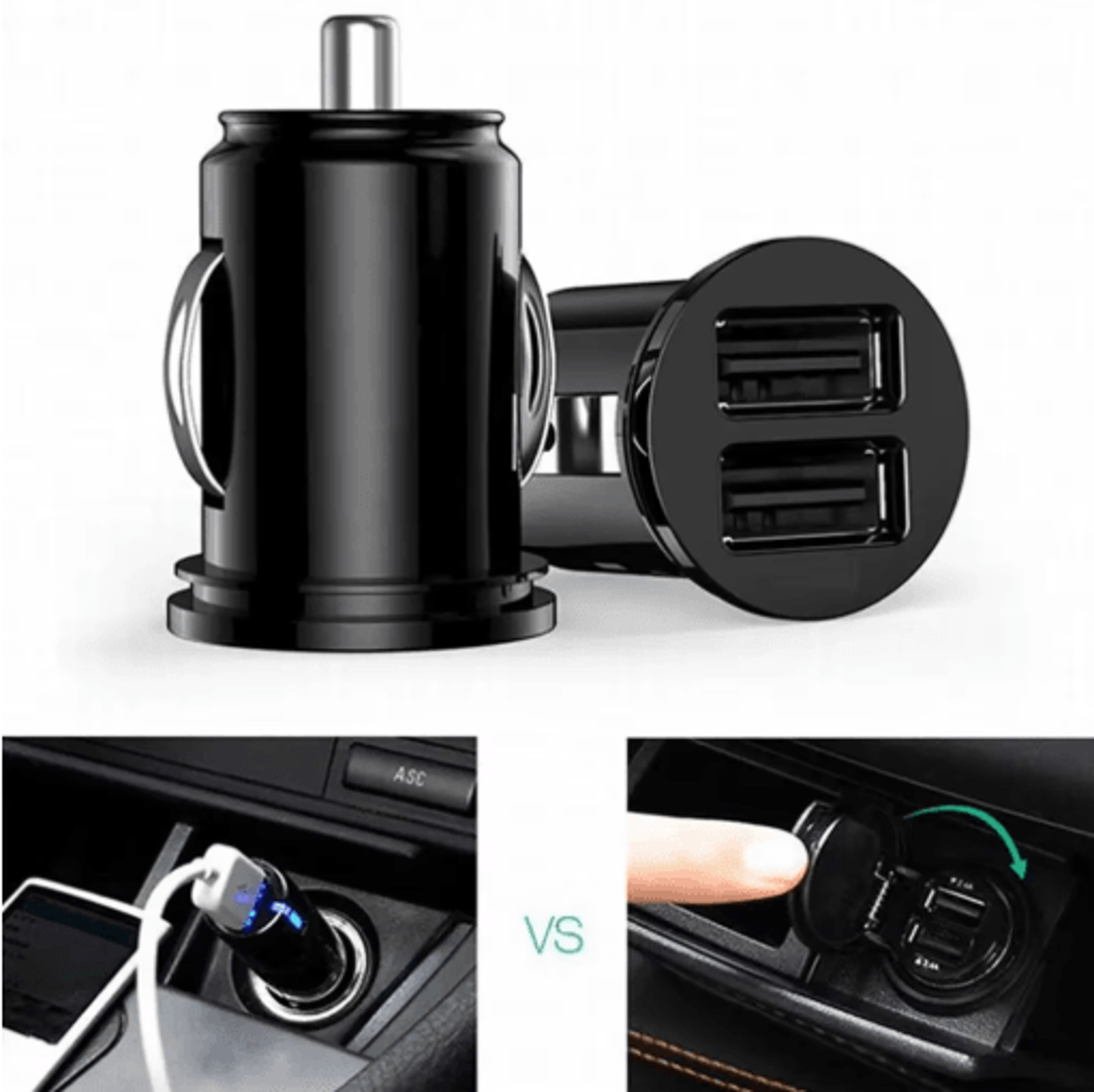 dual usb car charger 2.4a 5v – 2 port cigarette lighter usb adapter