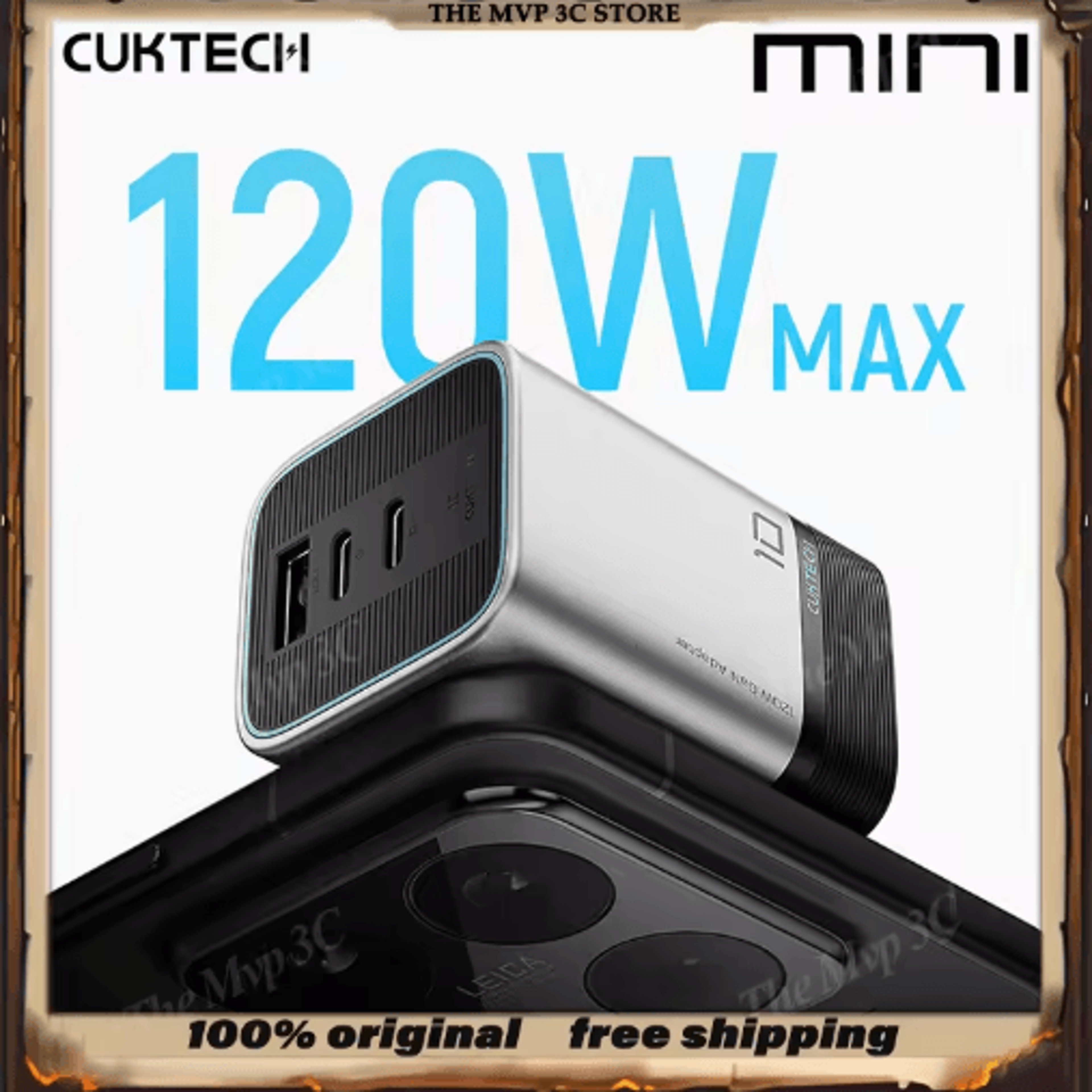 cuktech 10 super energy 120w gan multi-port fast charger ad1203p