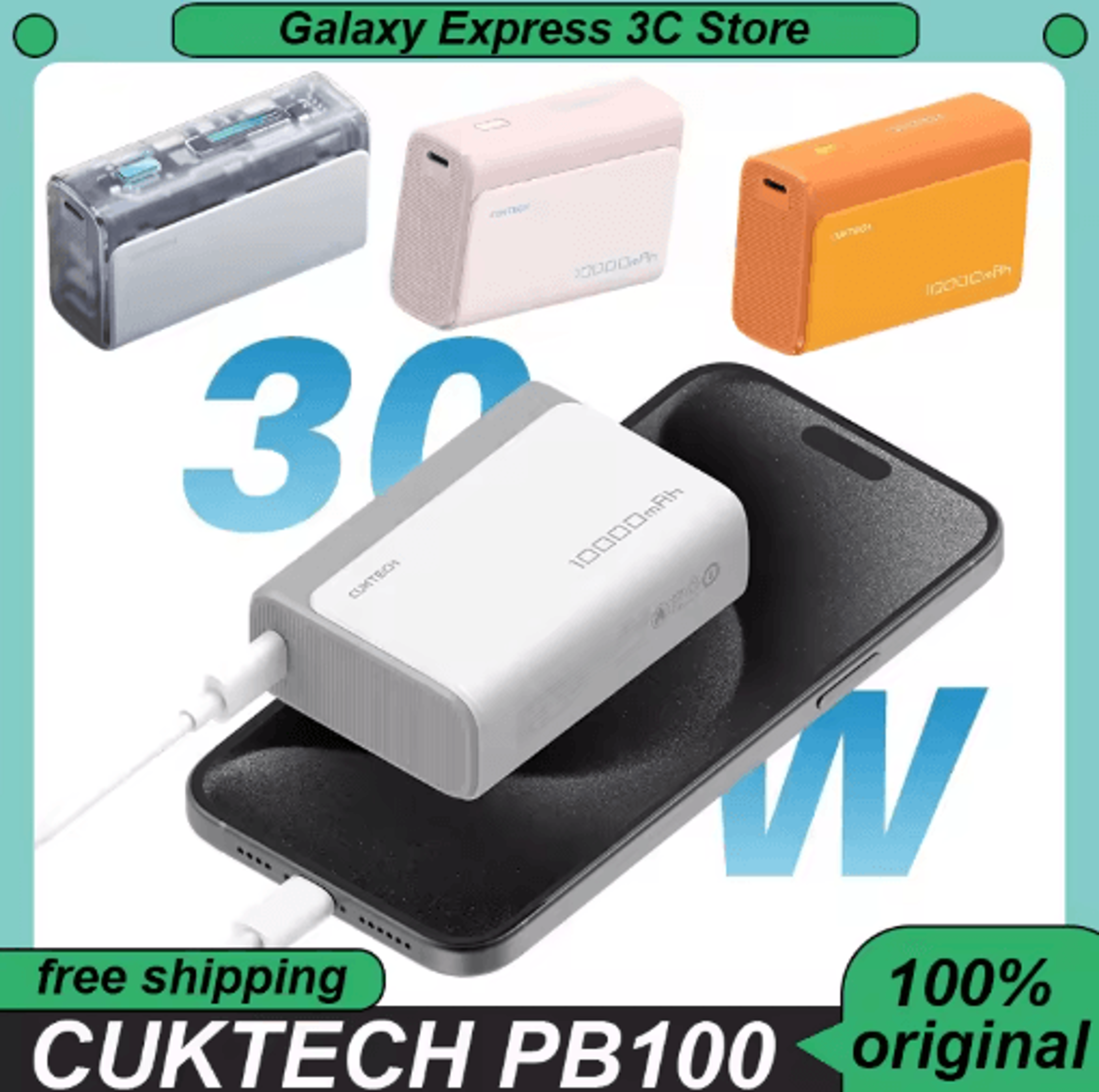 cuktech pb100 10000mah 30w two-way fast charging power bank