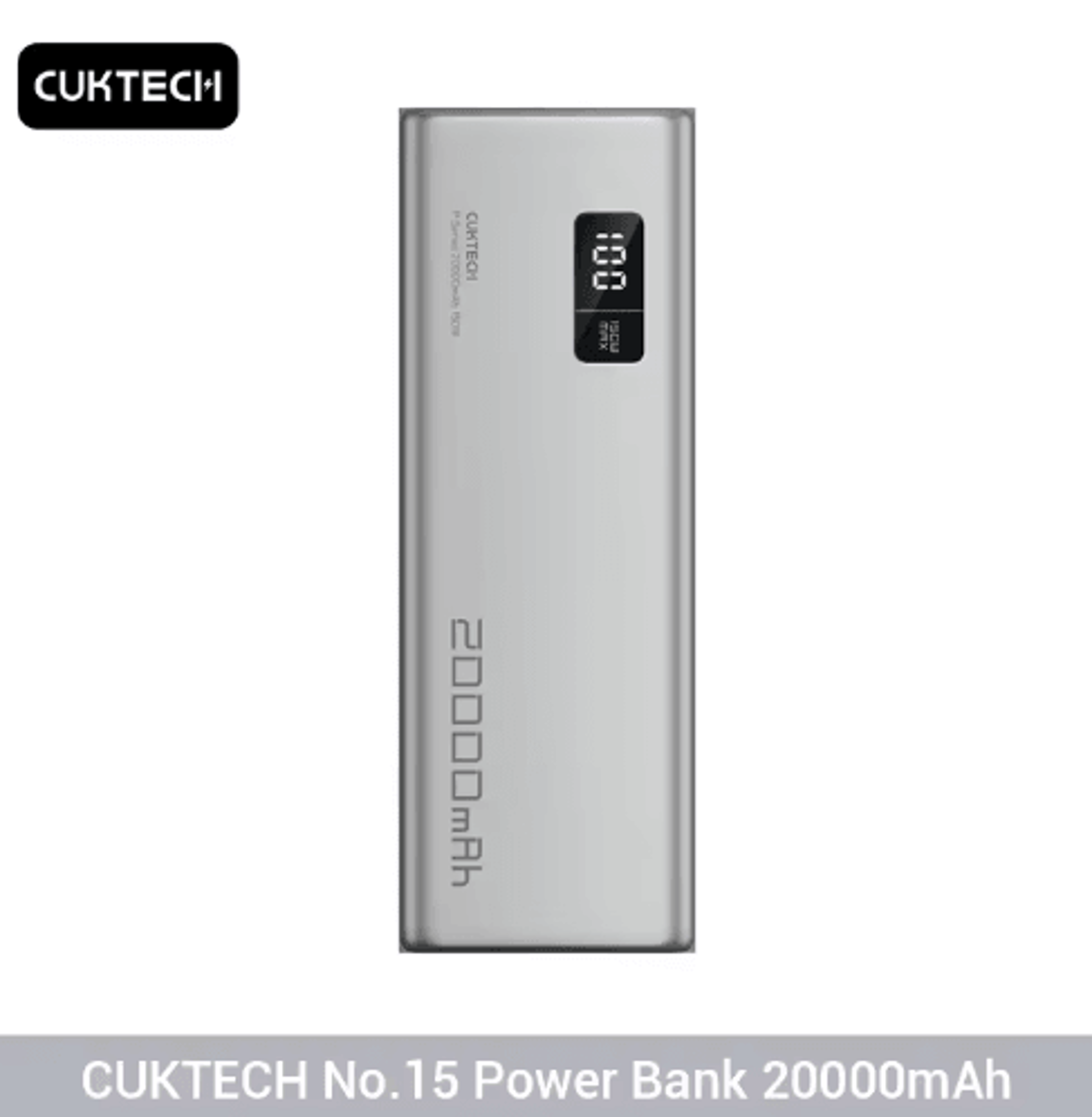 cuktech no.15 20000mah 150w 3-port power bank with screen display