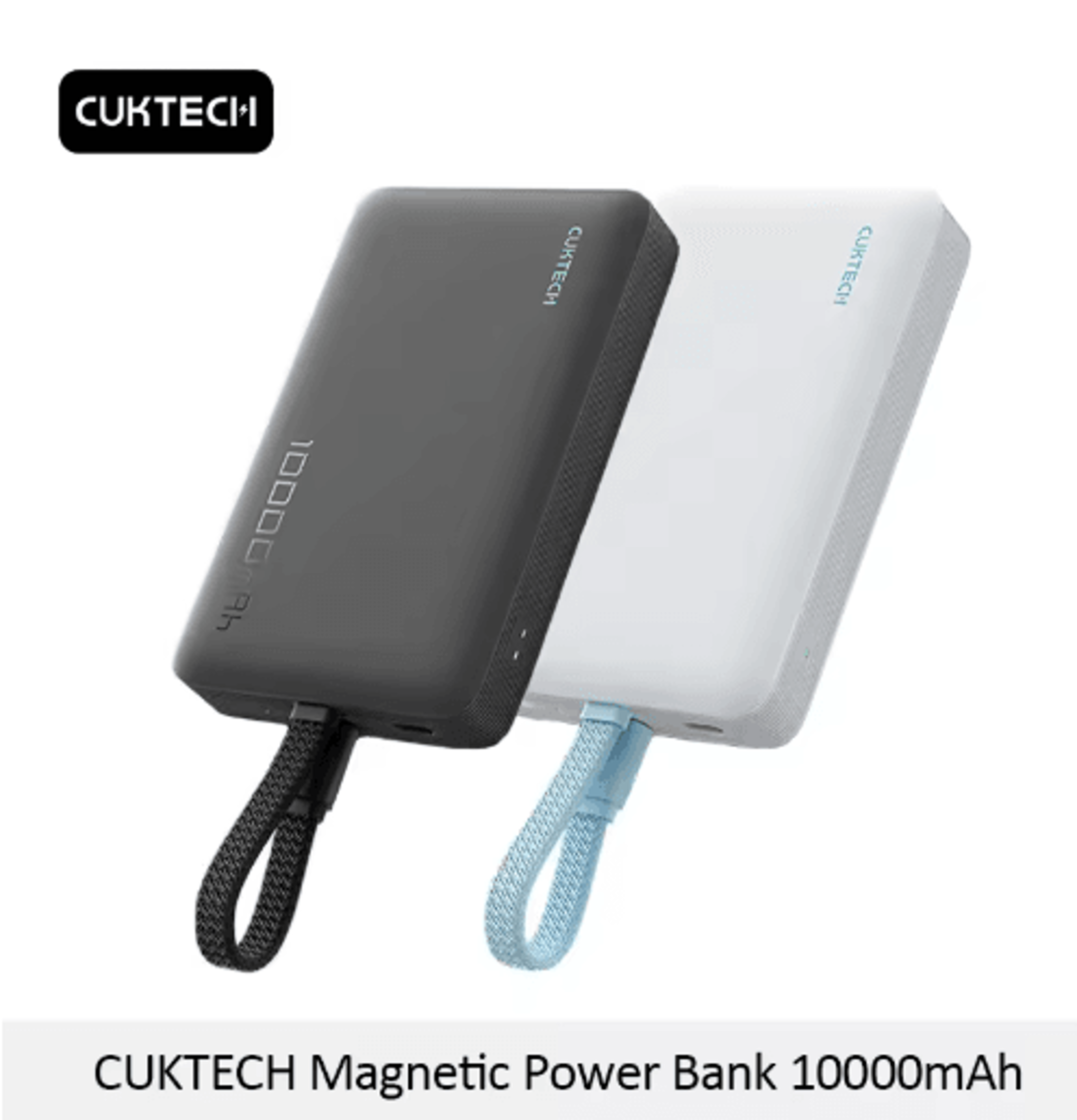 cuktech wpb100l magnetic power bank 10000mah with built-in cable and 7.5w wireless charging