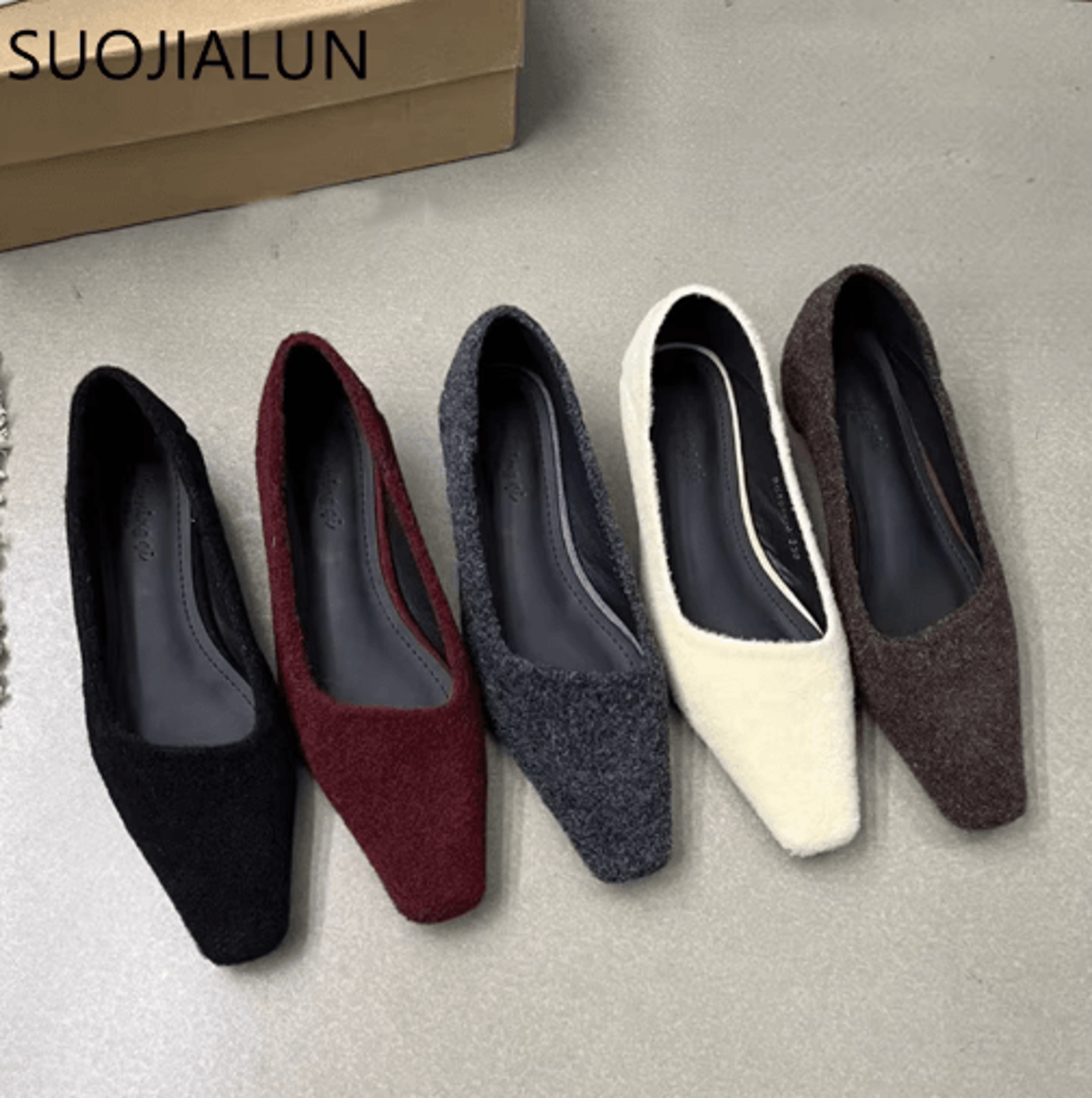suojialun women square toe pumps – elegant low heel slip-on office shoes