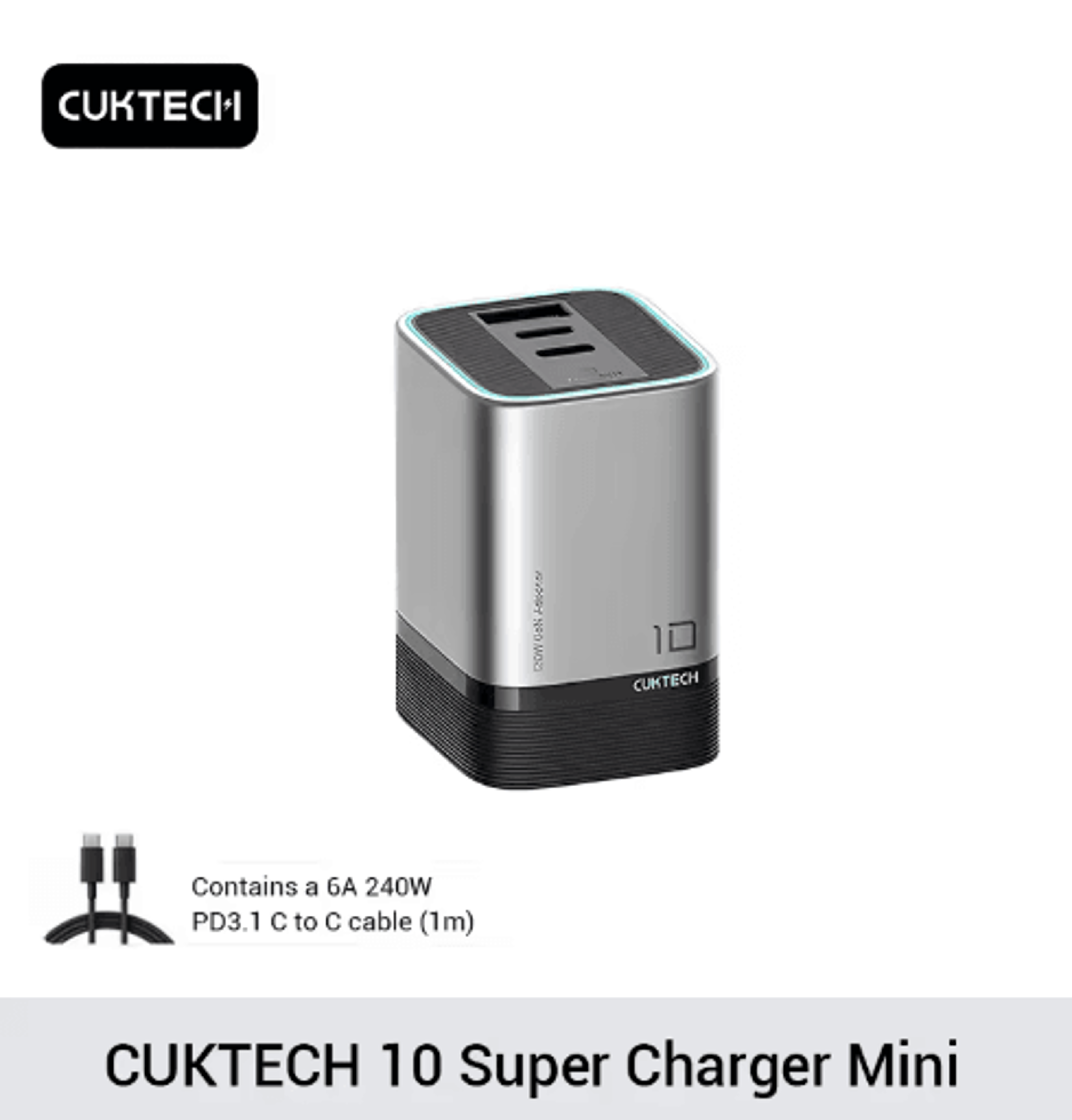 cuktech no.10 ultra 120w gan usb-c multi-port fast charging adapter
