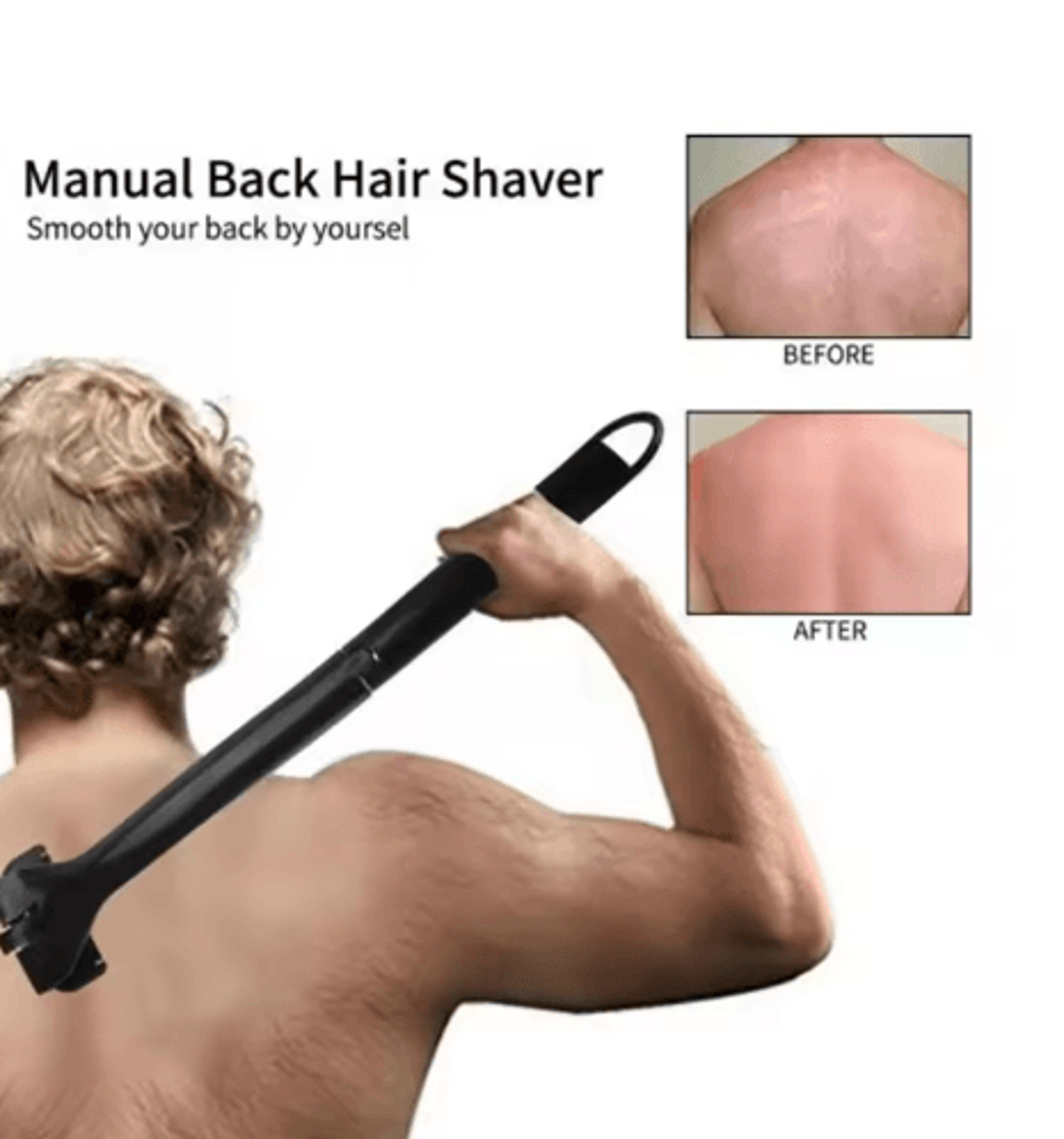 foldable back shaver for men – adjustable long handle body hair removal razor