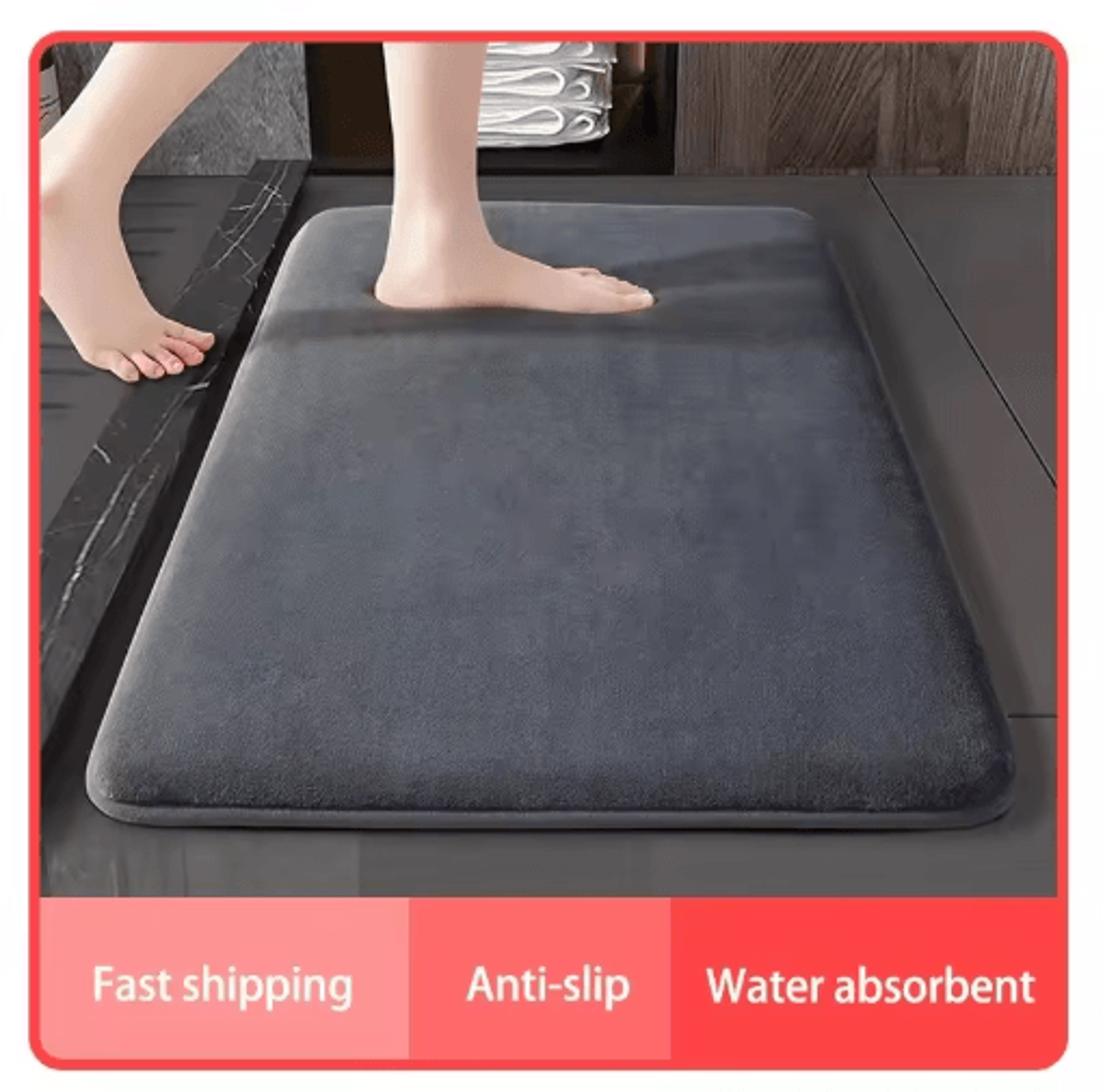 ultra soft super absorbent bath mat – anti slip coral velvet bathroom & door floor mat