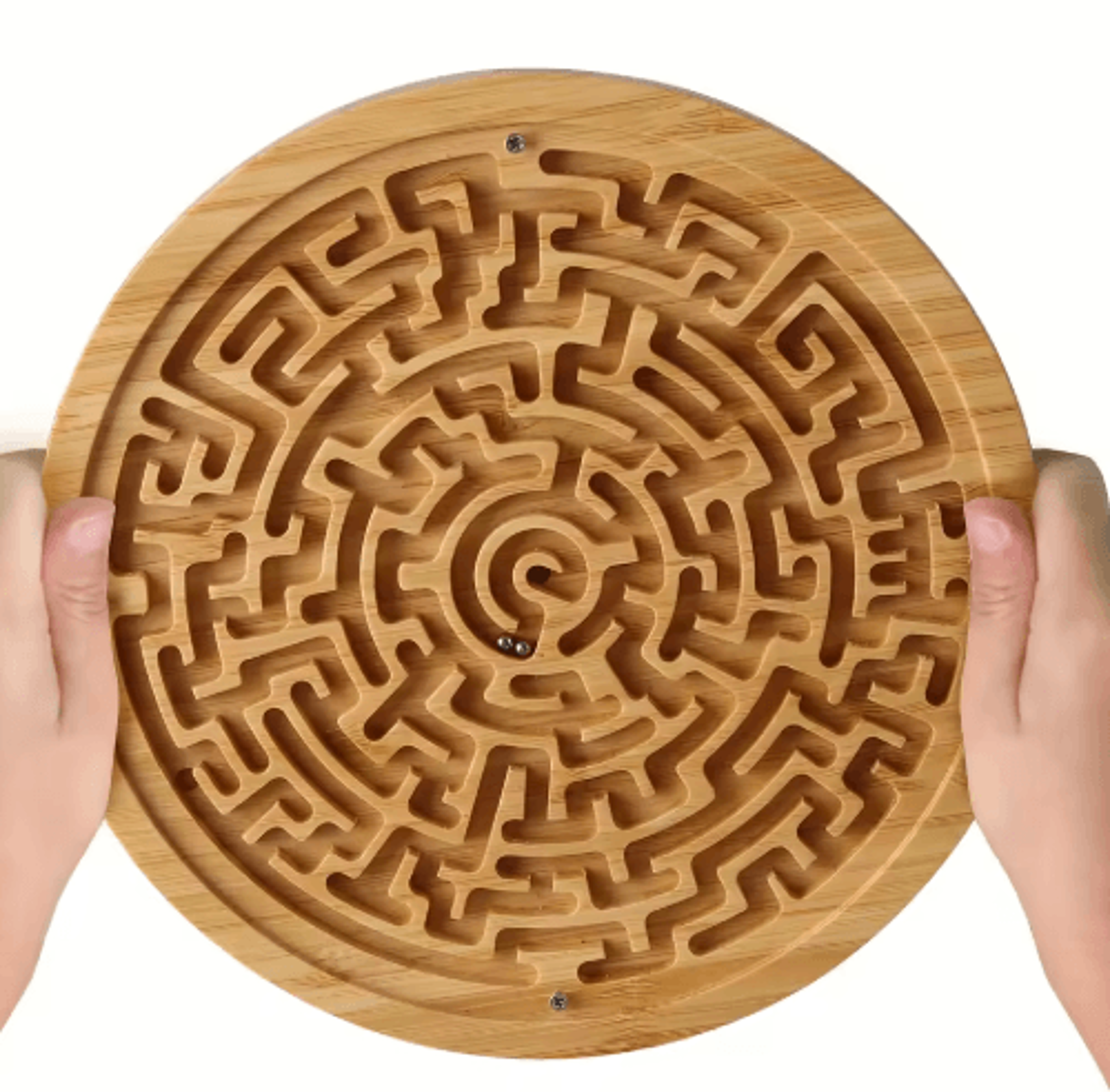 large wooden balance maze game – dual sided bamboo brain teaser with steel balls