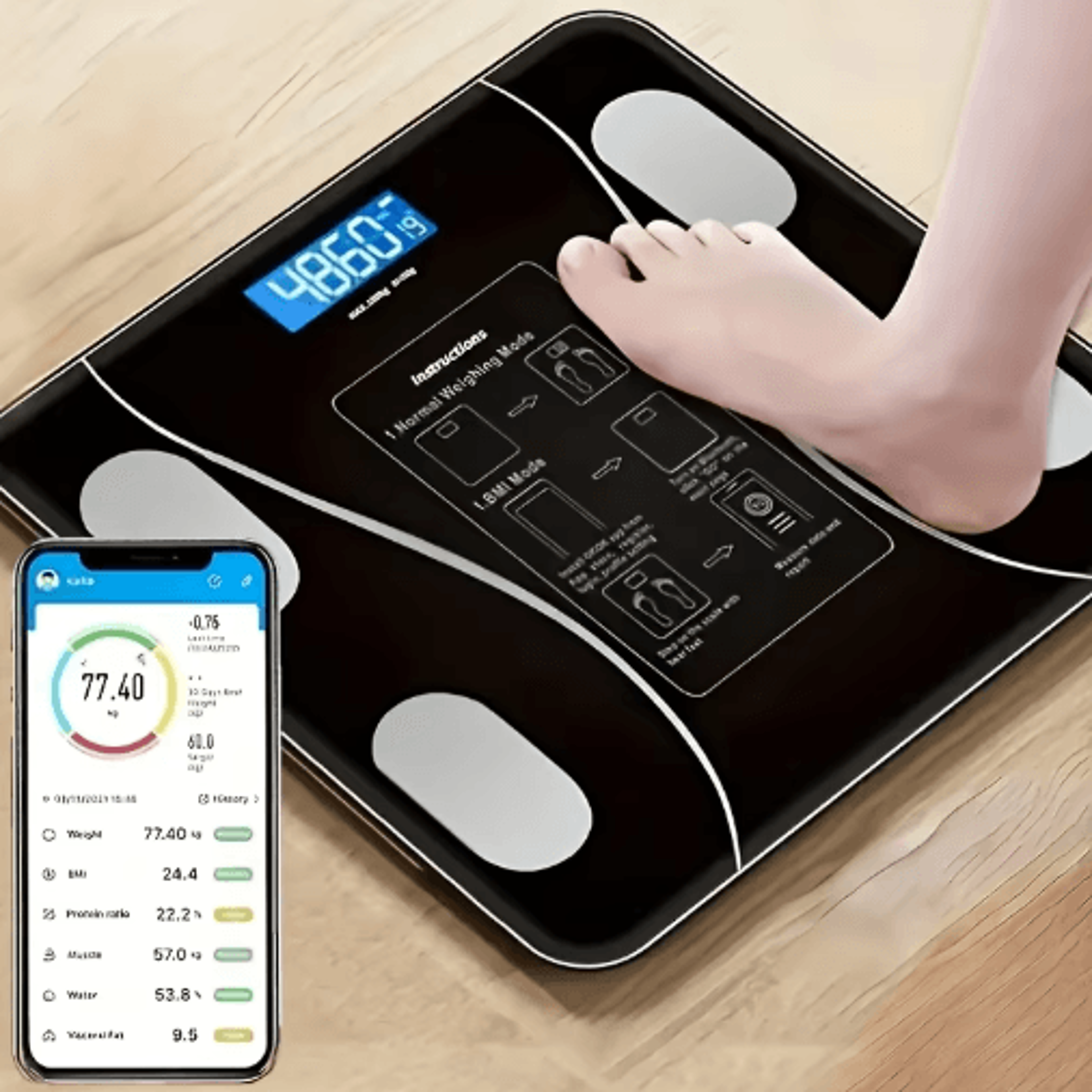 intelligent digital body weight scale with backlit led display – 400 lbs high capacity bathroom scales