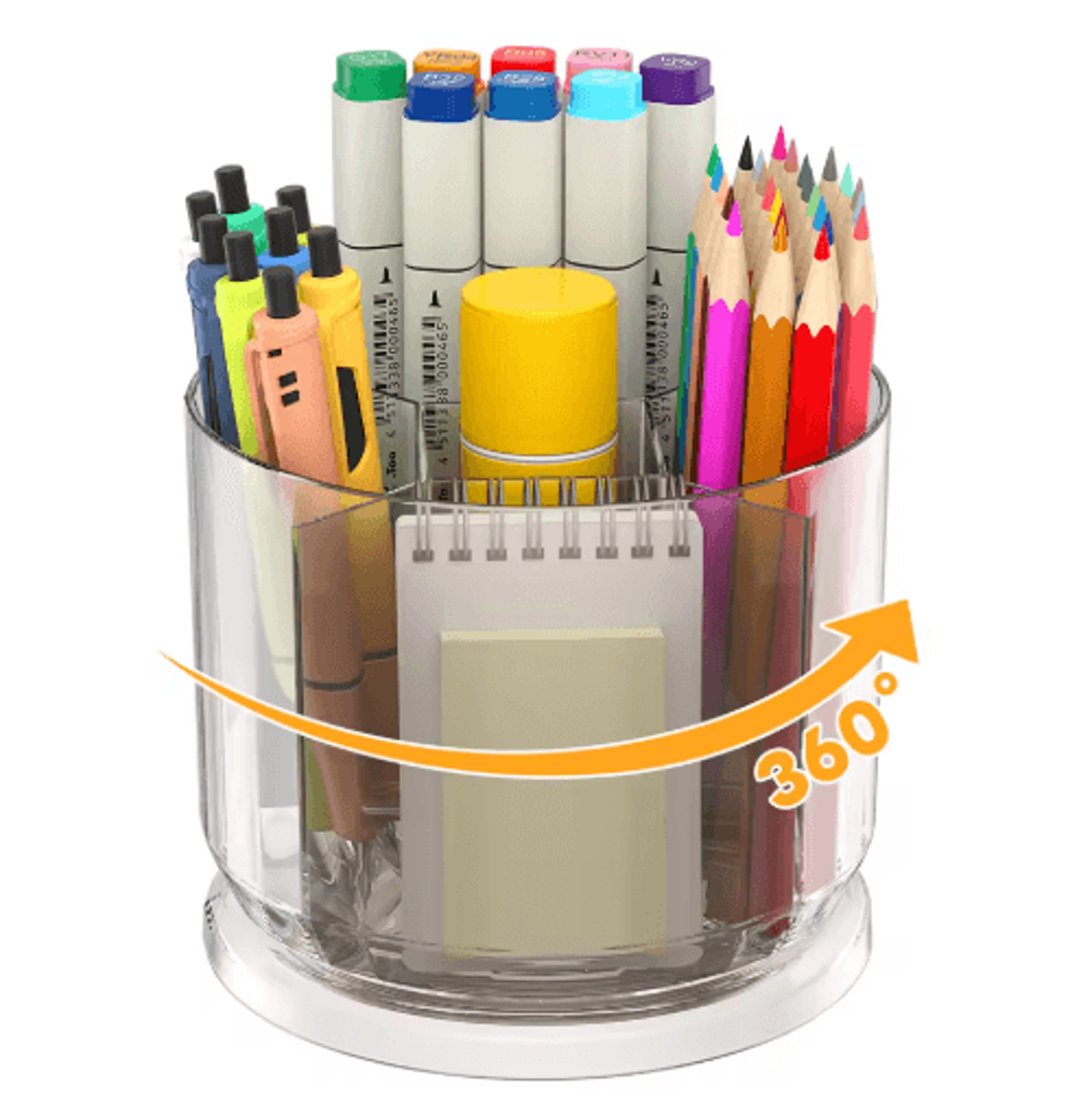 360° rotating makeup brush holder – clear spinning cosmetics & desk organizer