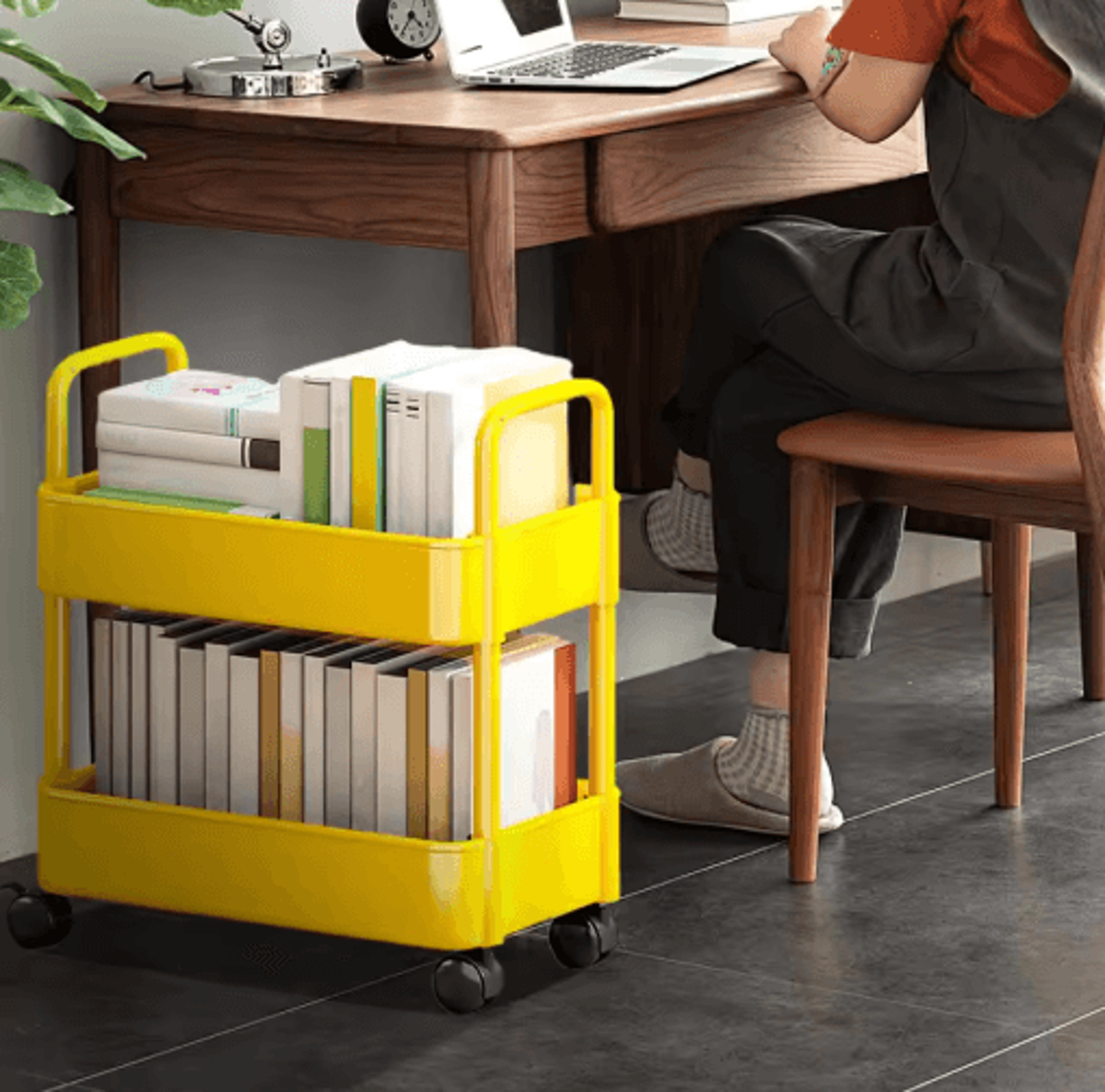 2 tier durable rolling trolley multi purpose storage cart