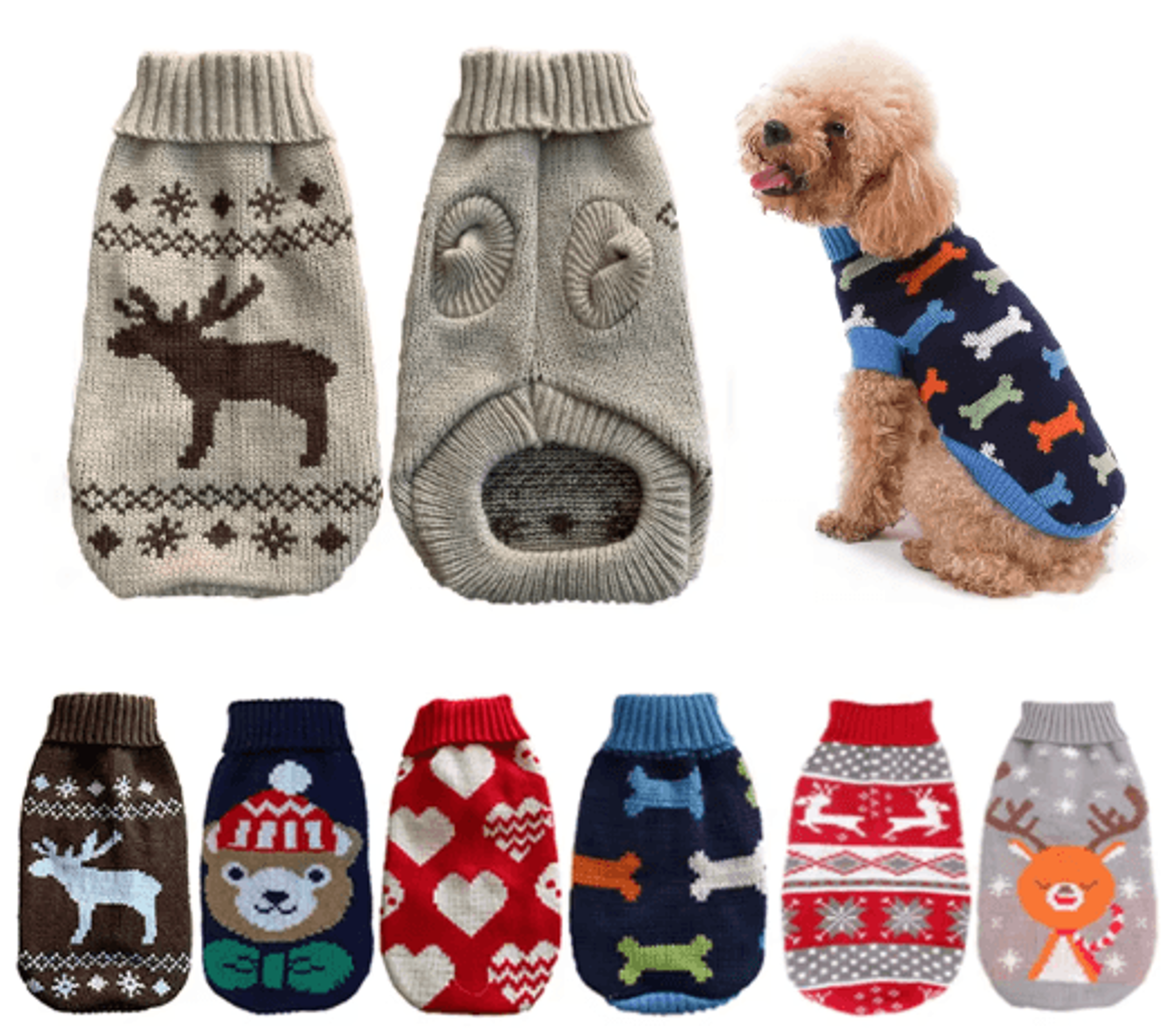 warm knitted winter dog sweater for small and medium dogs