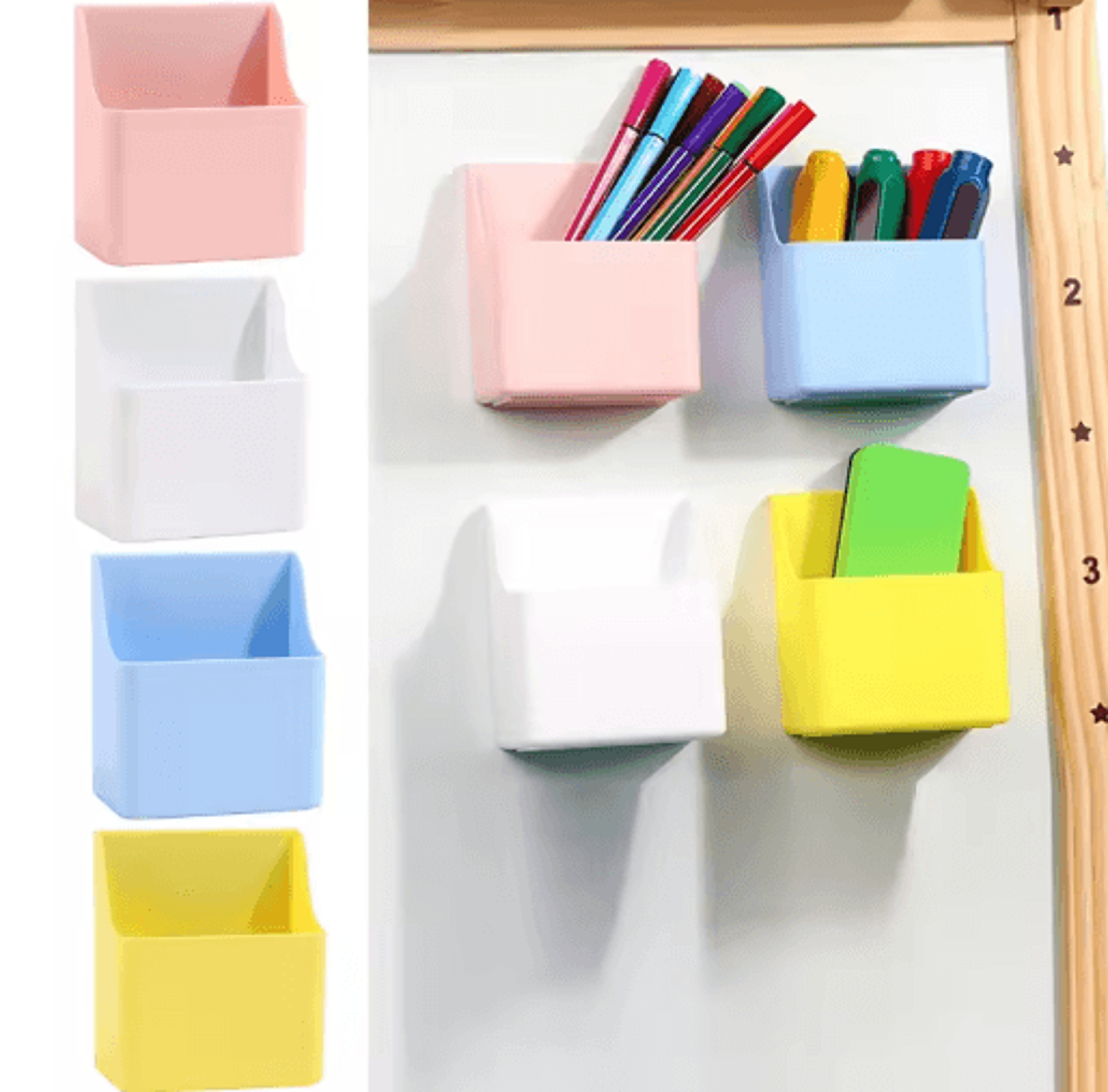 large capacity magnetic refrigerator storage box with pen holder organizer