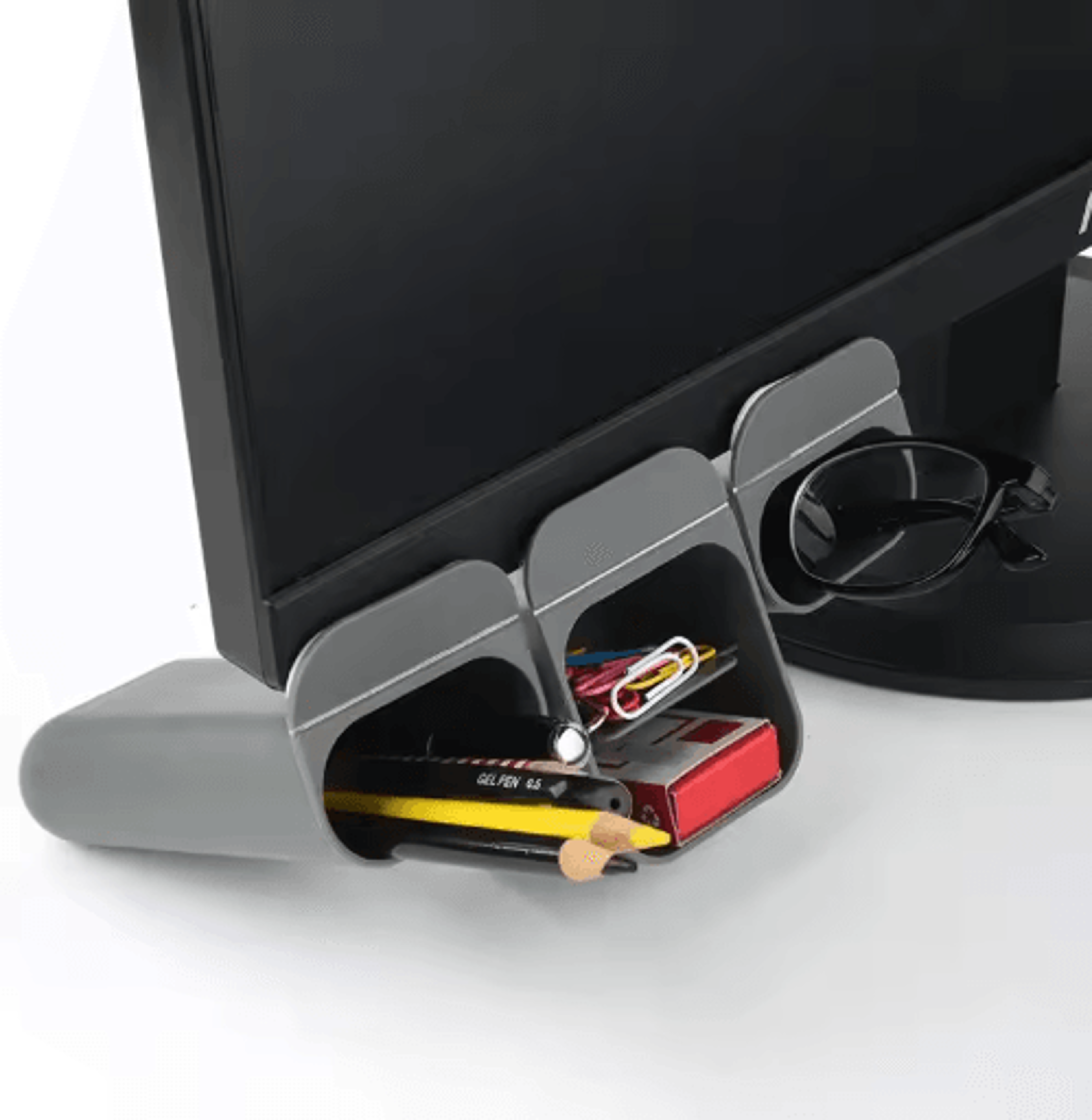 adhesive screen pen holder desktop stationery organizer for monitor and desk