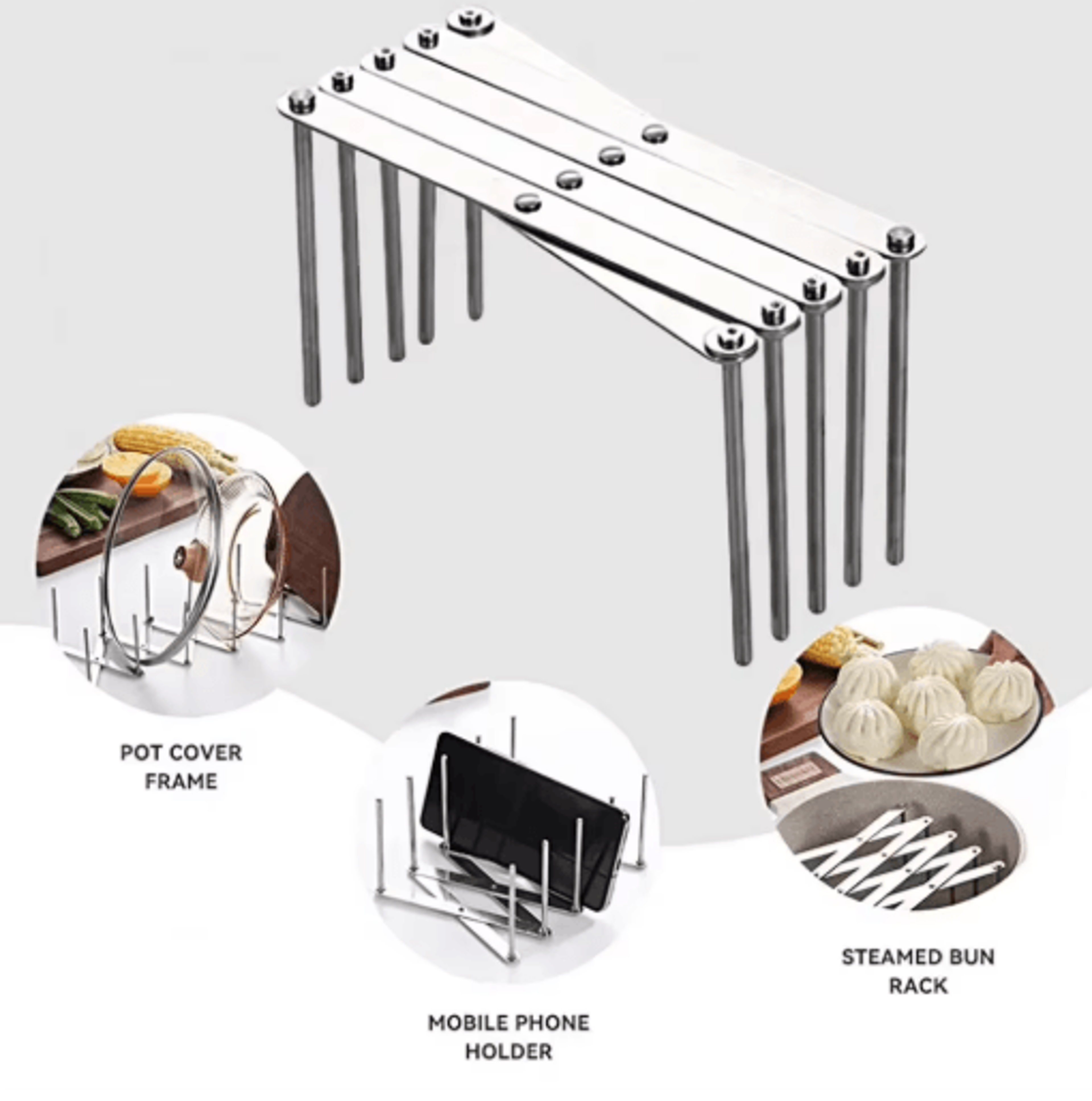retractable stainless steel dish rack heavy duty space saving pot lid & plate holder