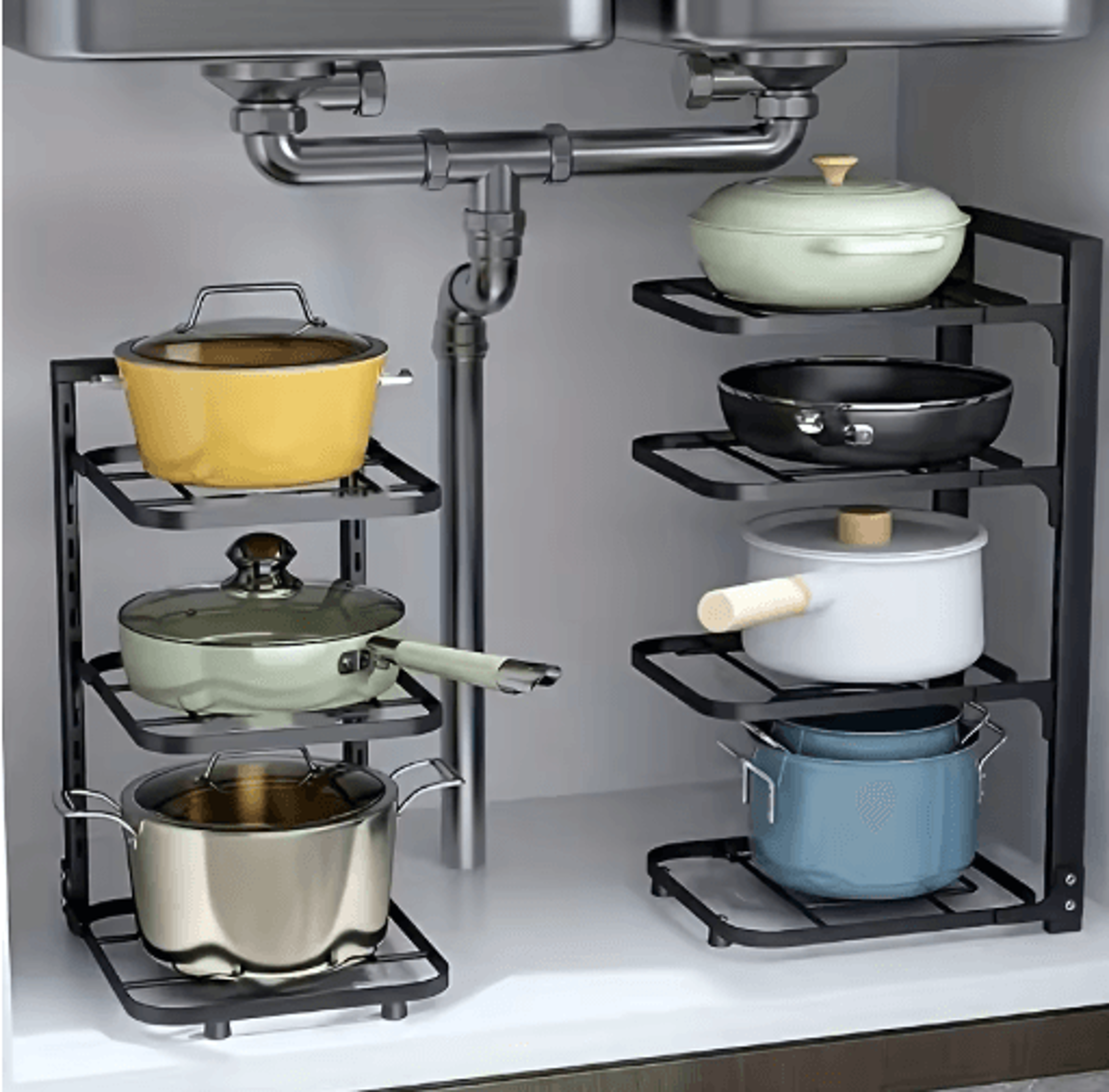 adjustable stainless steel pot rack organizer multi layer kitchen pot & pan storage rack