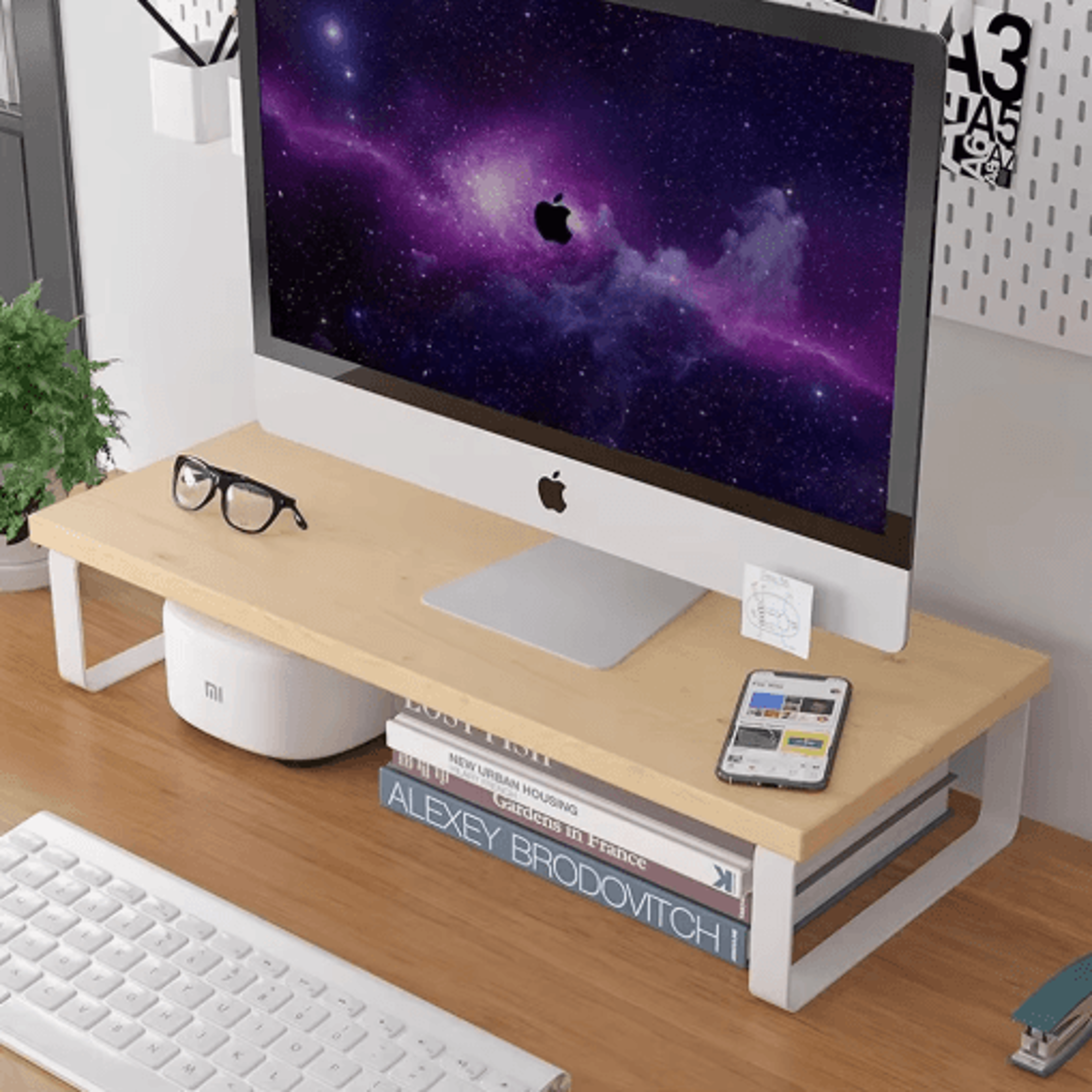 adjustable laptop stand for desk ergonomic desktop monitor riser with storage shelf