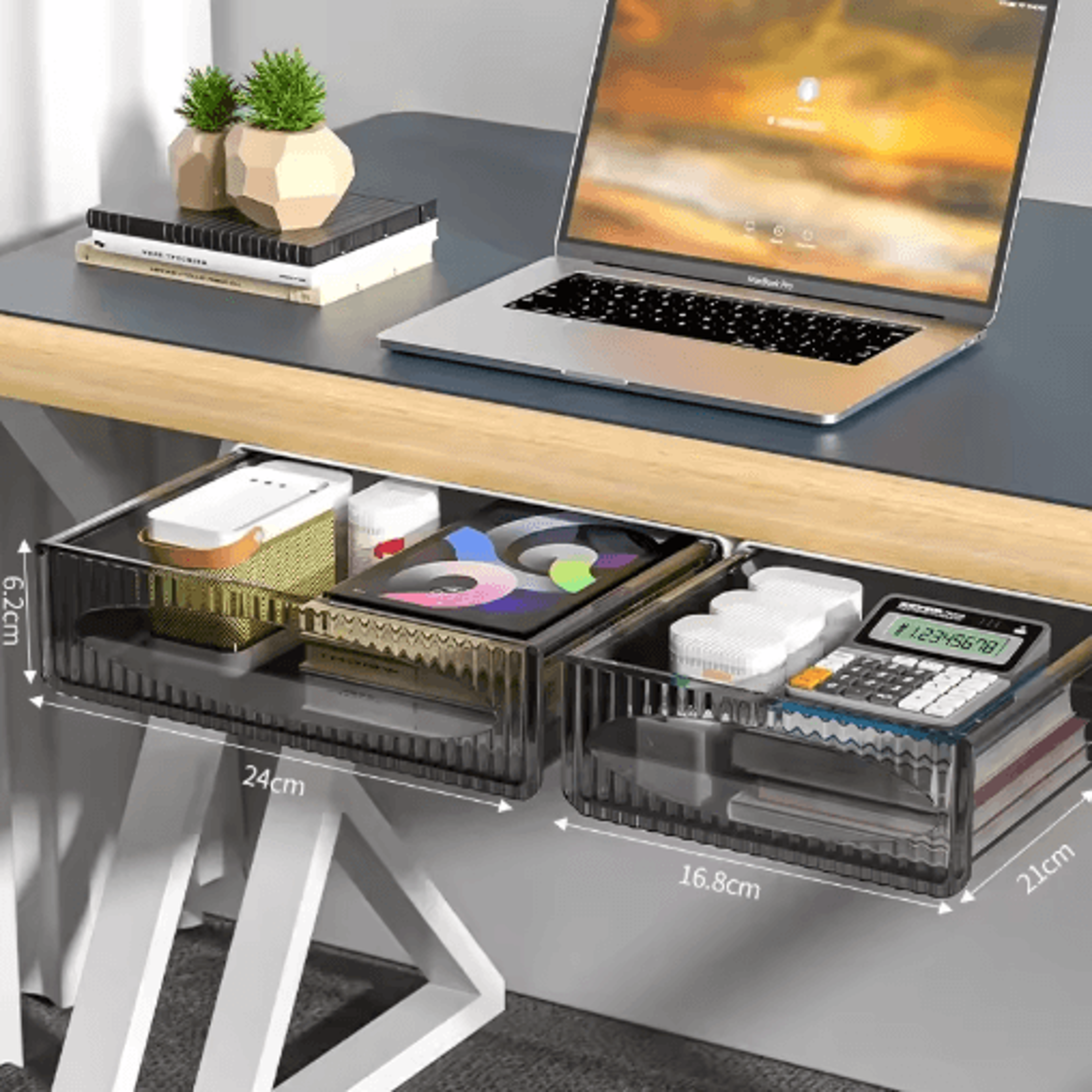spacesaver under desk drawer – hidden pull out storage box organizer