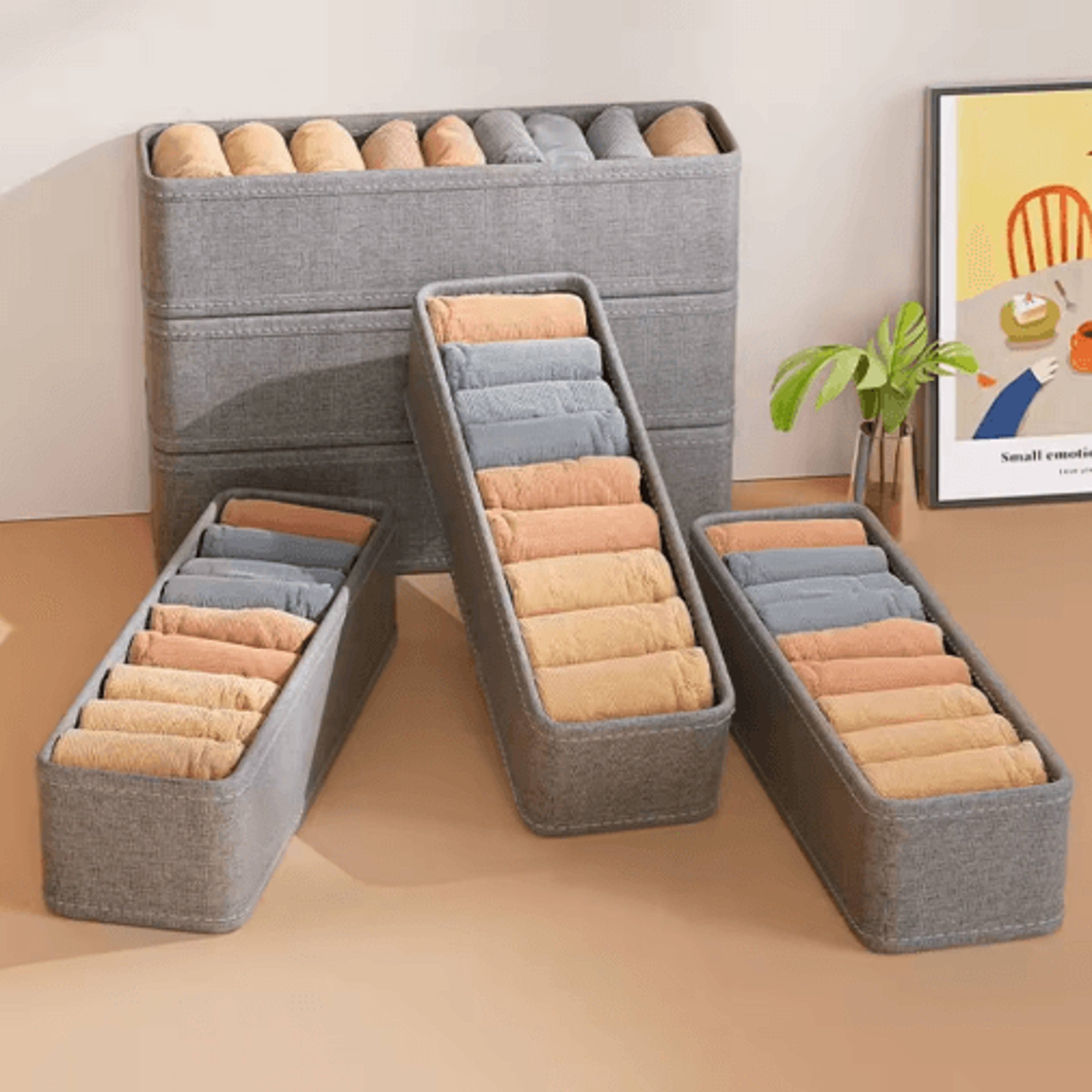 foldable drawer organizer box set for clothes and wardrobe storage