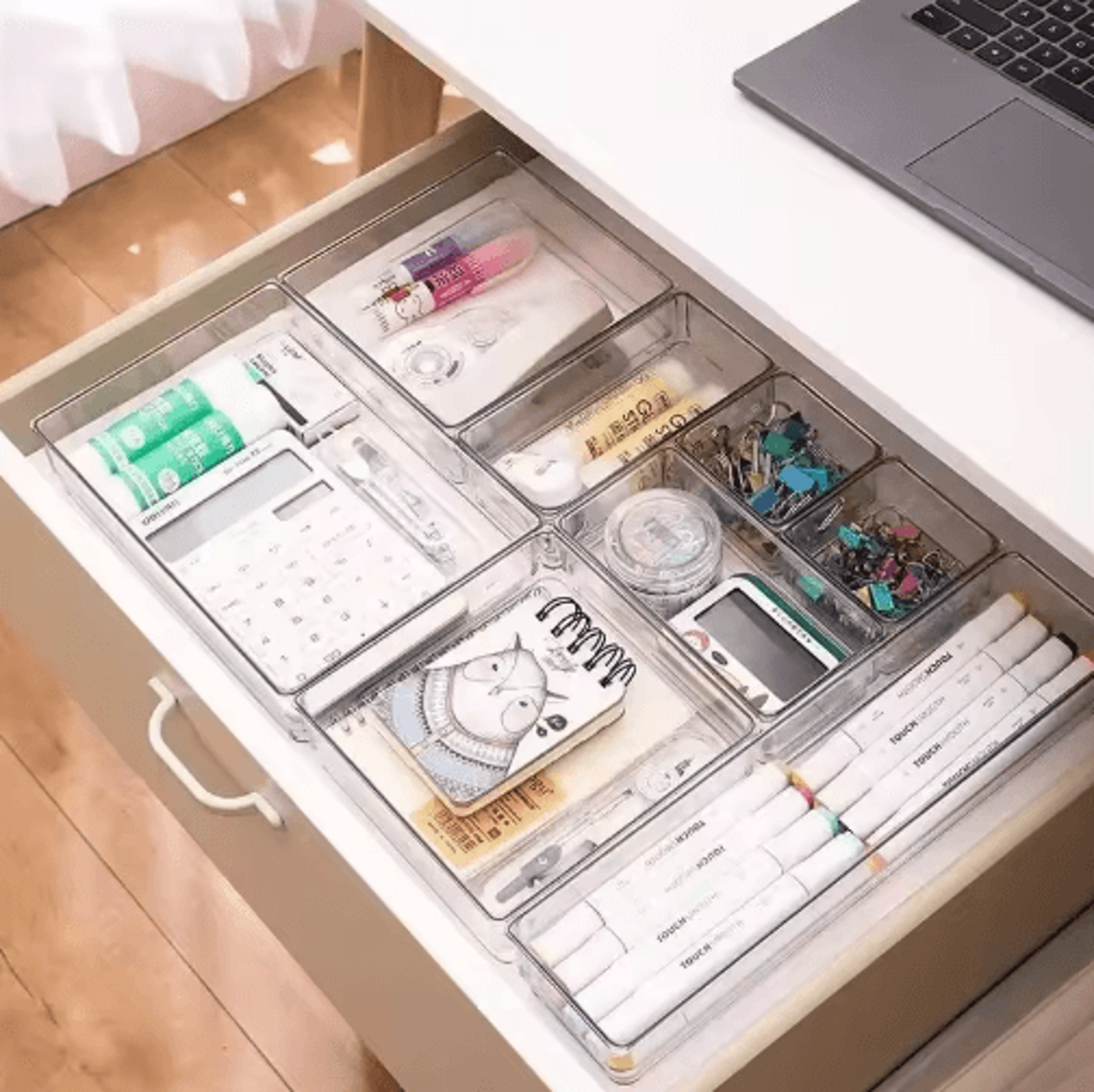 versaclear 7 or 14-piece drawer organizer set with clear dividers