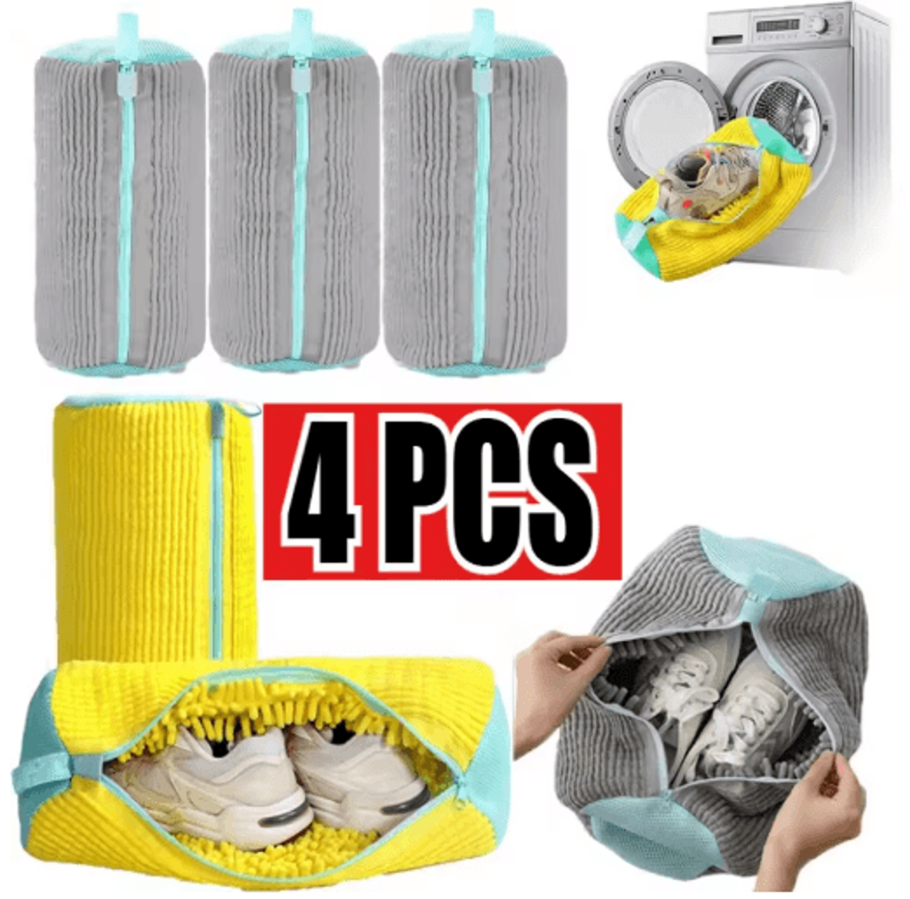 durable mesh shoe wash bag with zipper and cushioned interior