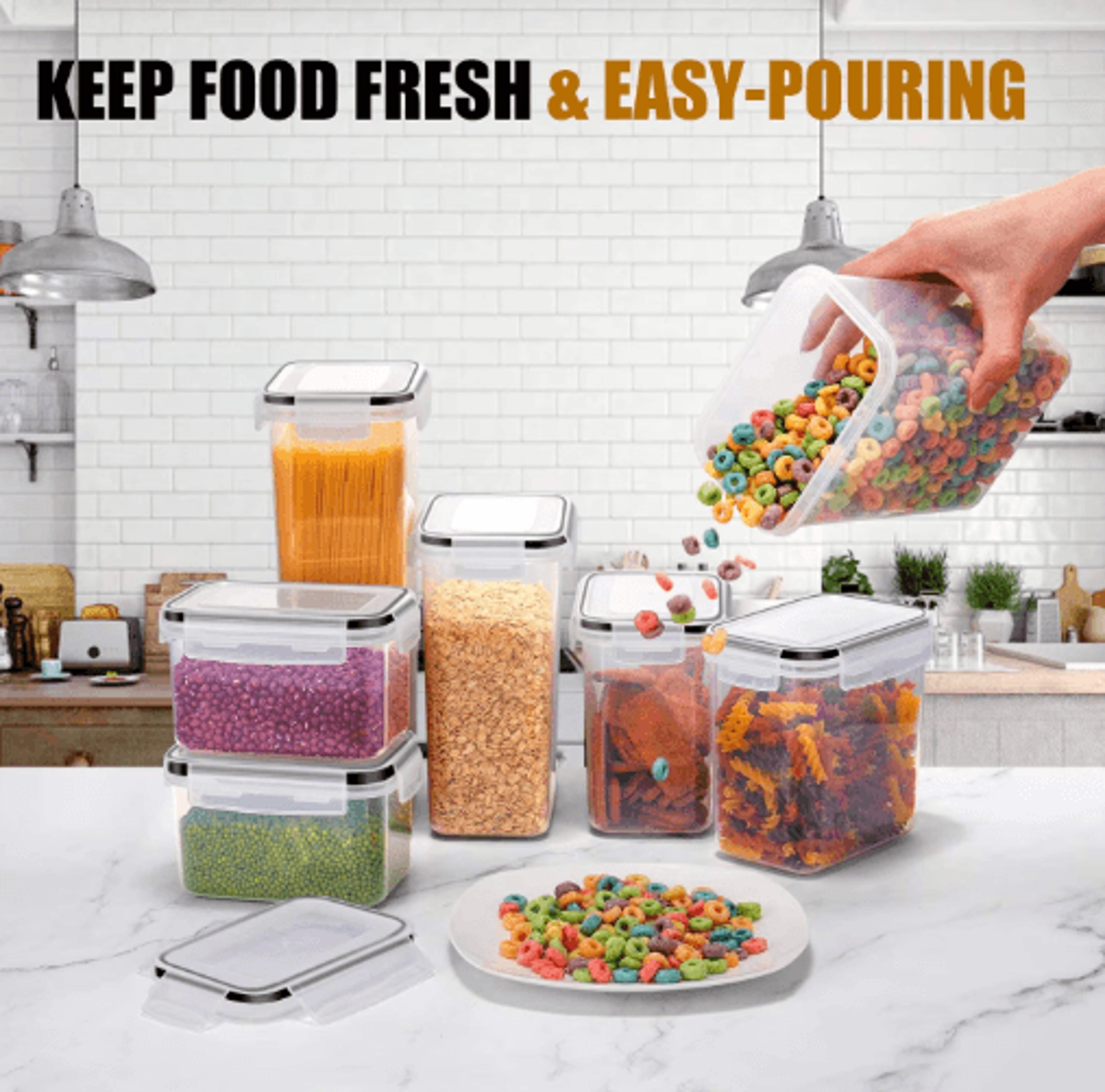 7-piece airtight food storage container set with labels and pen