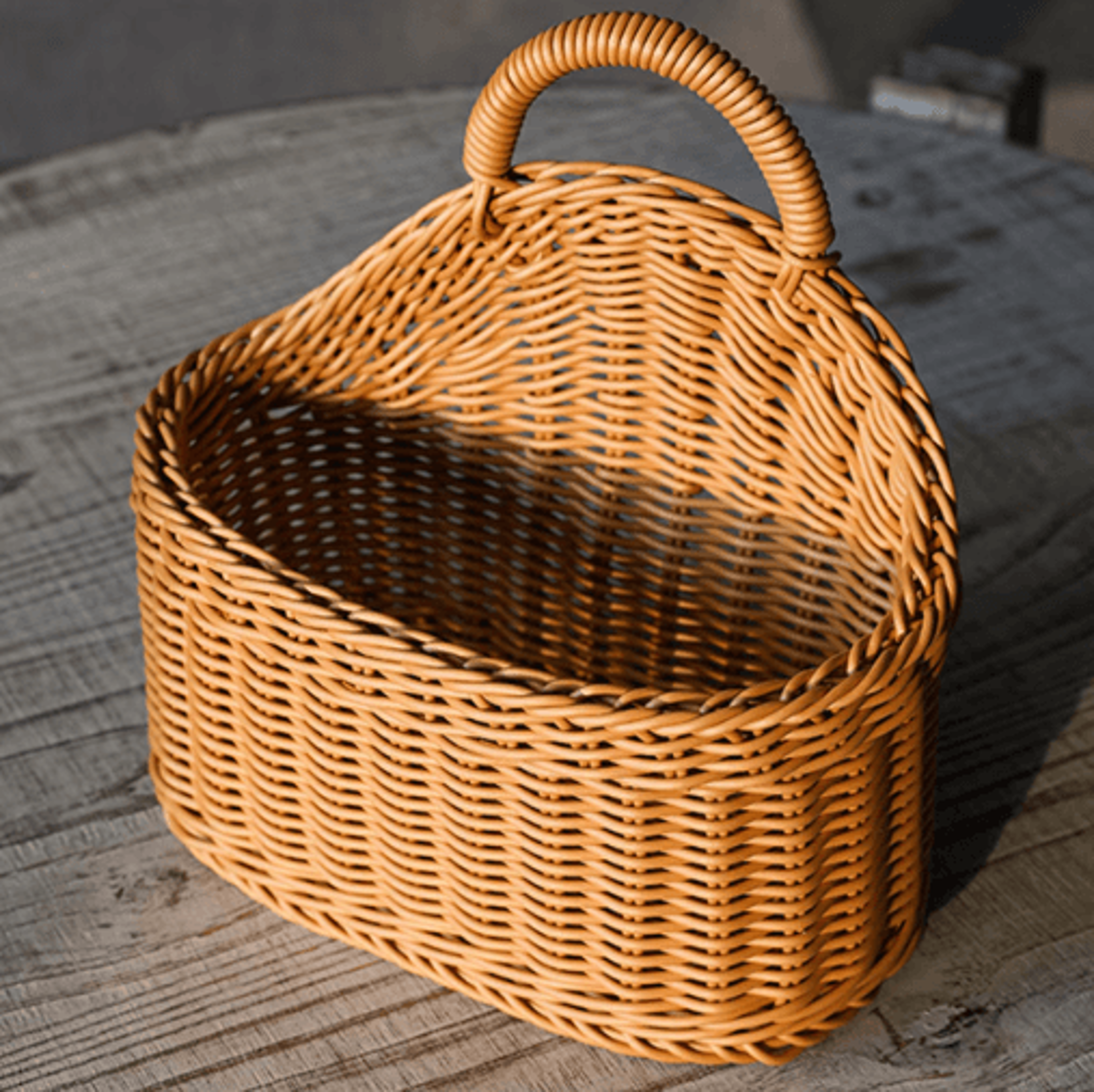 wall mounted rattan style fruit and vegetable hanging basket