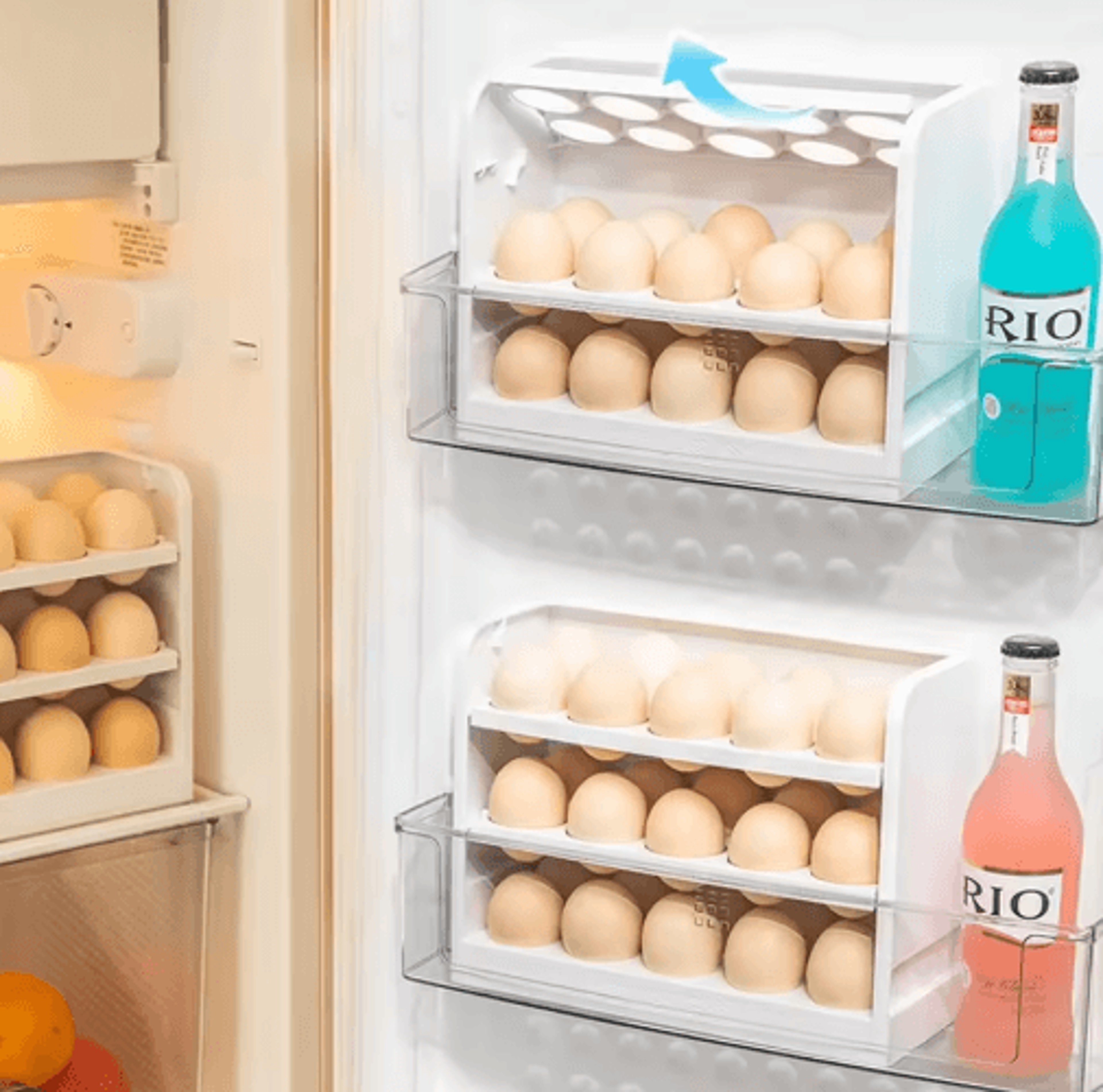 3 layer egg rack – 30 egg kitchen countertop and refrigerator organizer