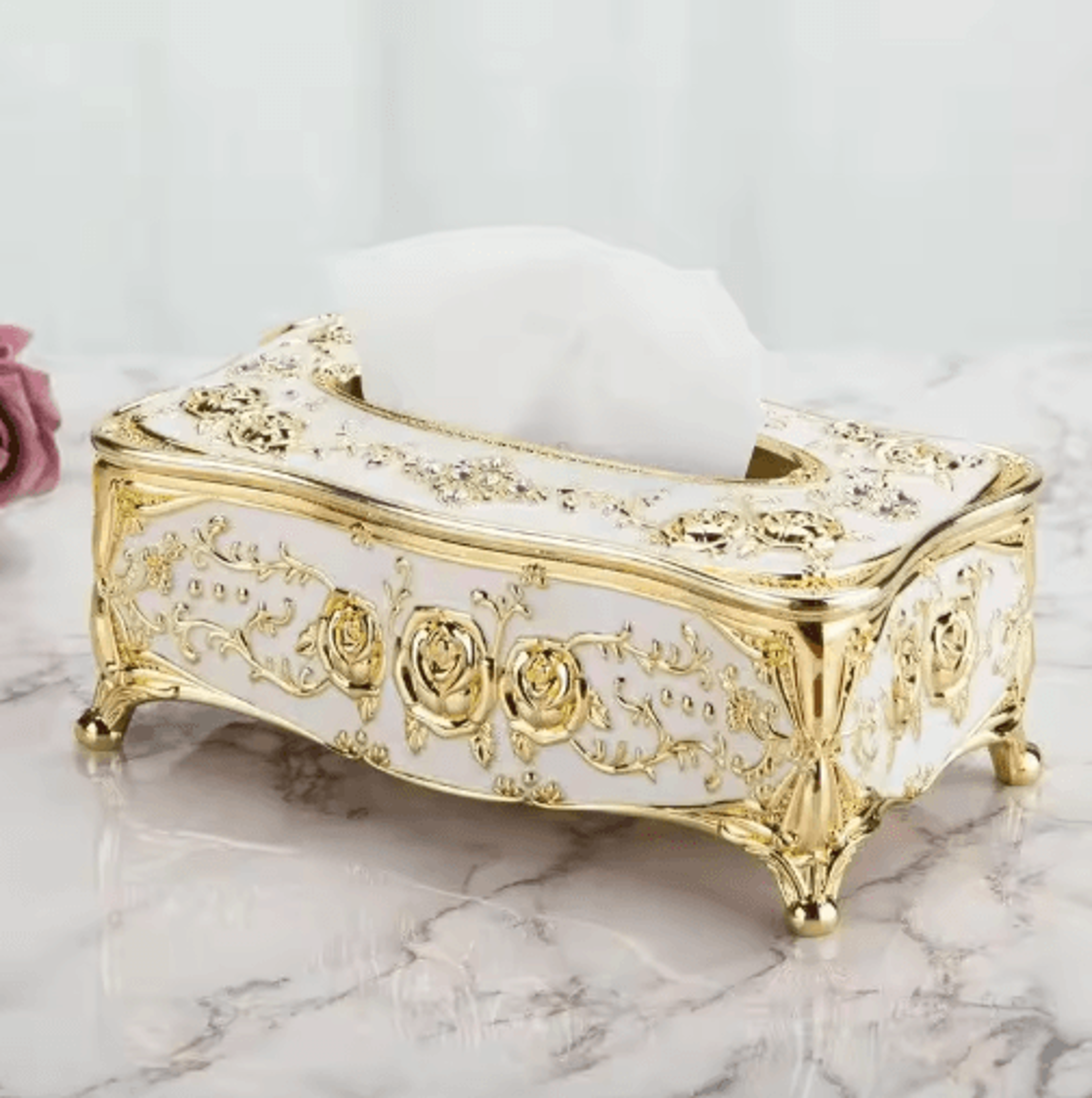 european style luxury tissue storage box for home & hospitality