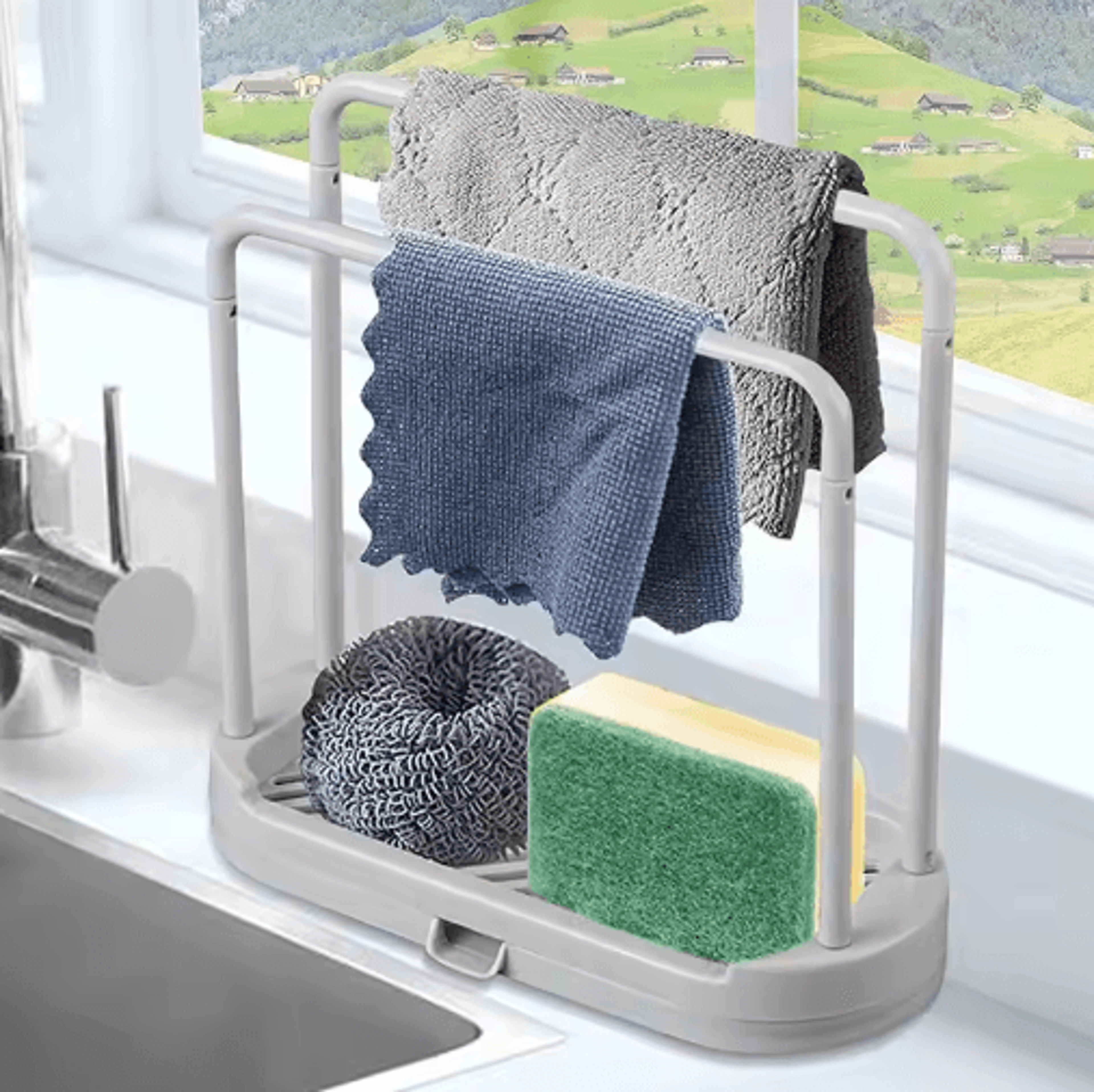 detachable kitchen dishcloth holder & sink sponge storage rack
