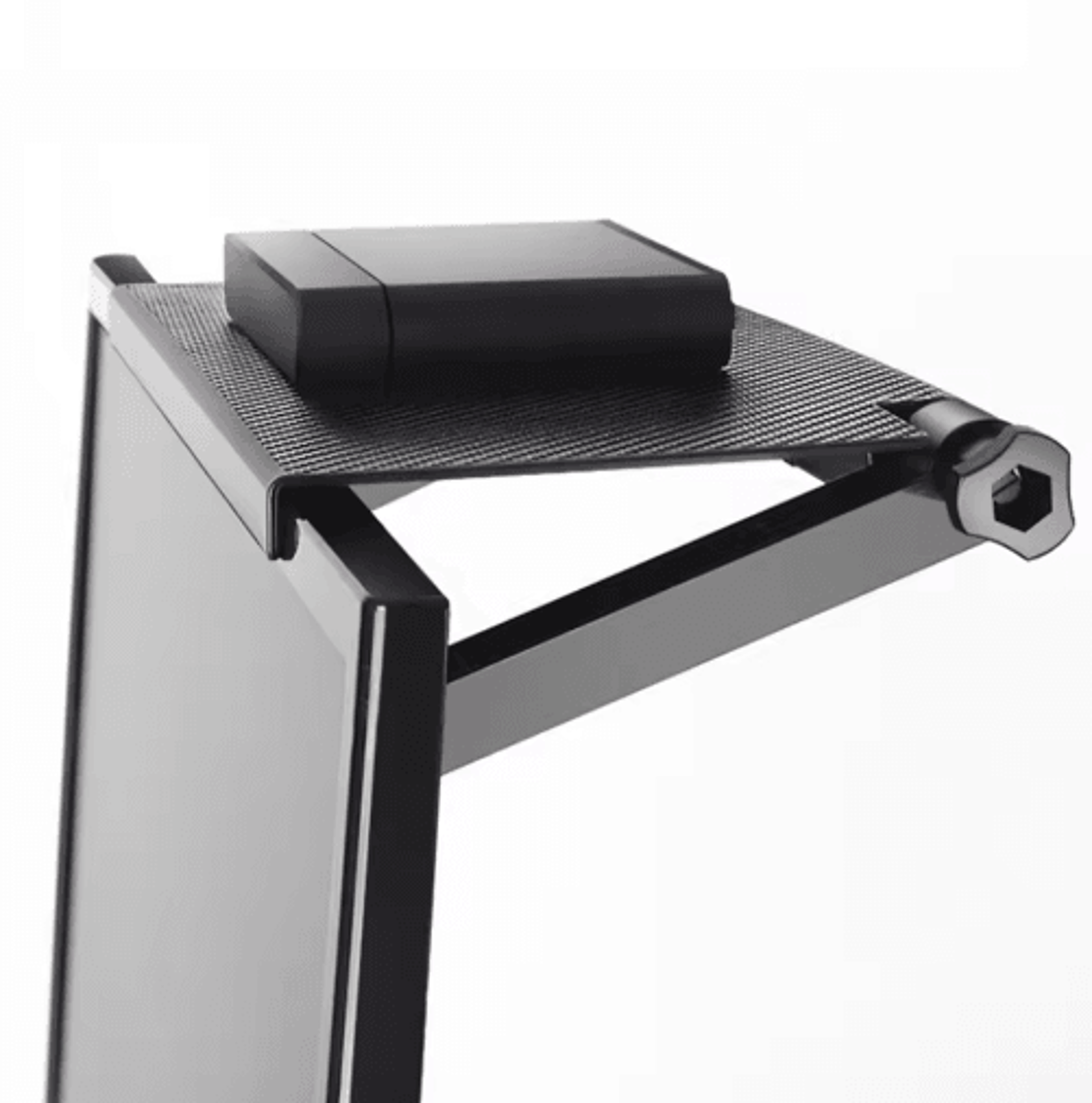 punch-free router & monitor top storage rack shelf