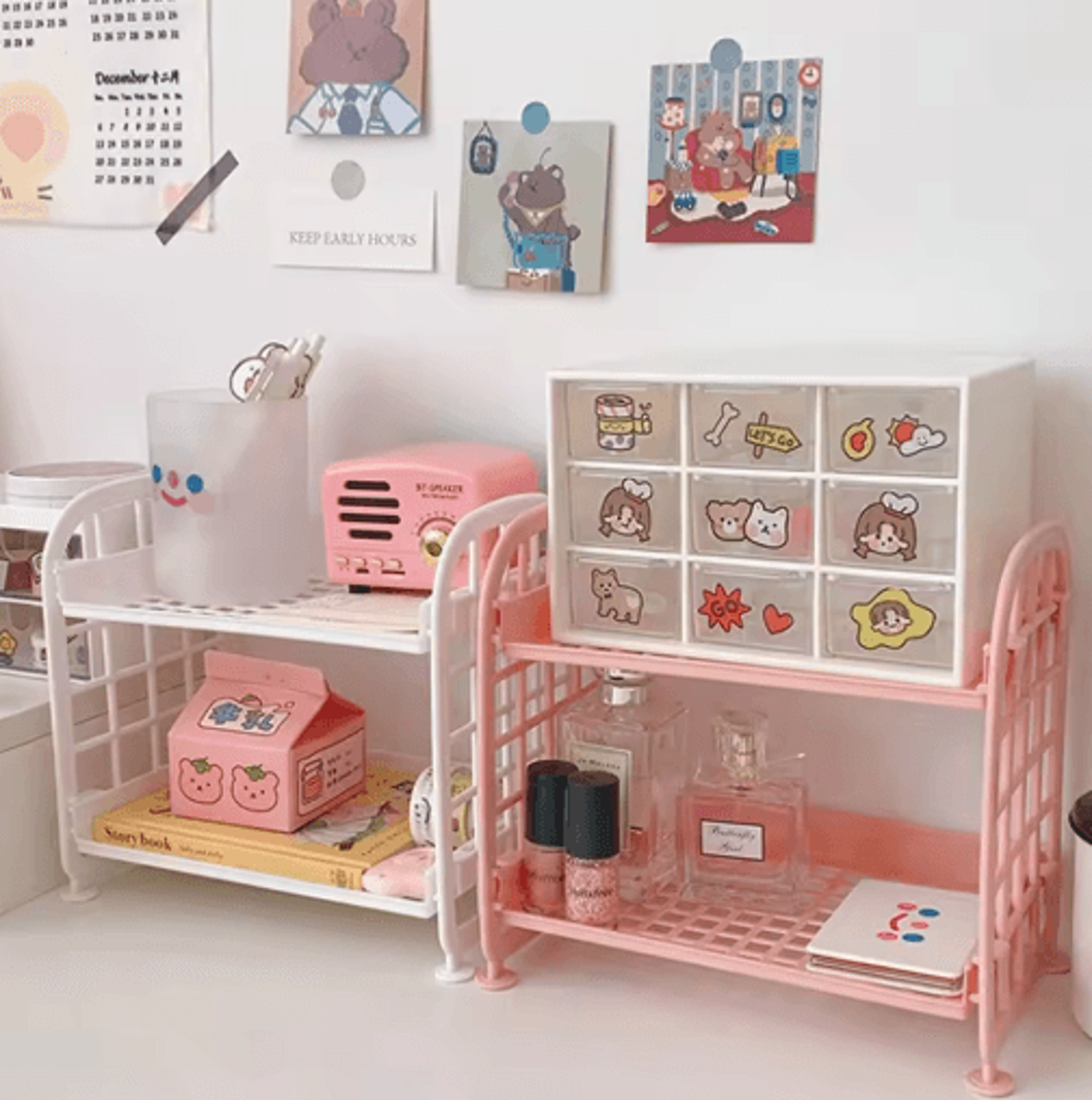 modern multi-tier desktop storage shelf for dorm & office organization