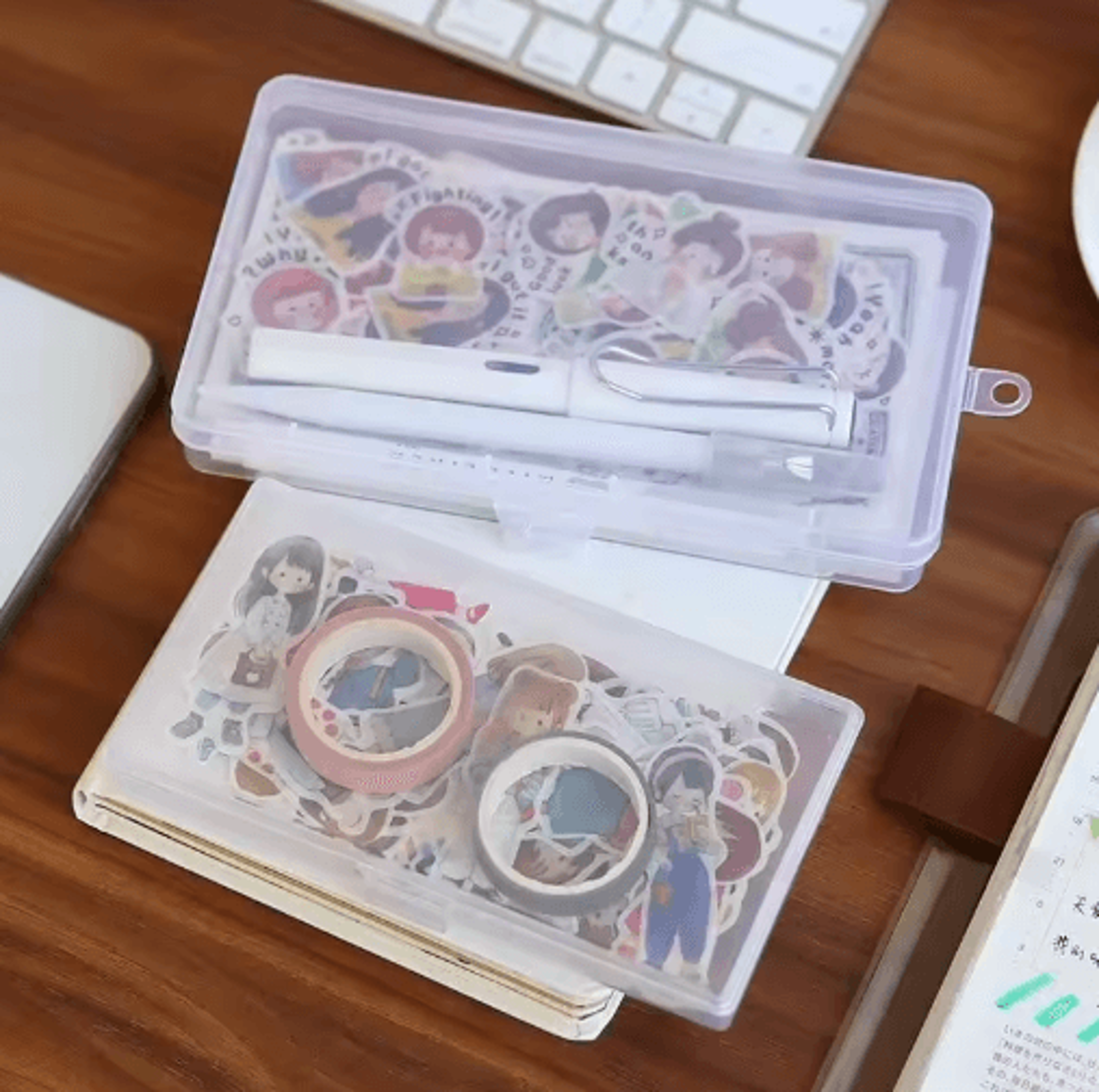 clearmini transparent stationery storage box for desk organization