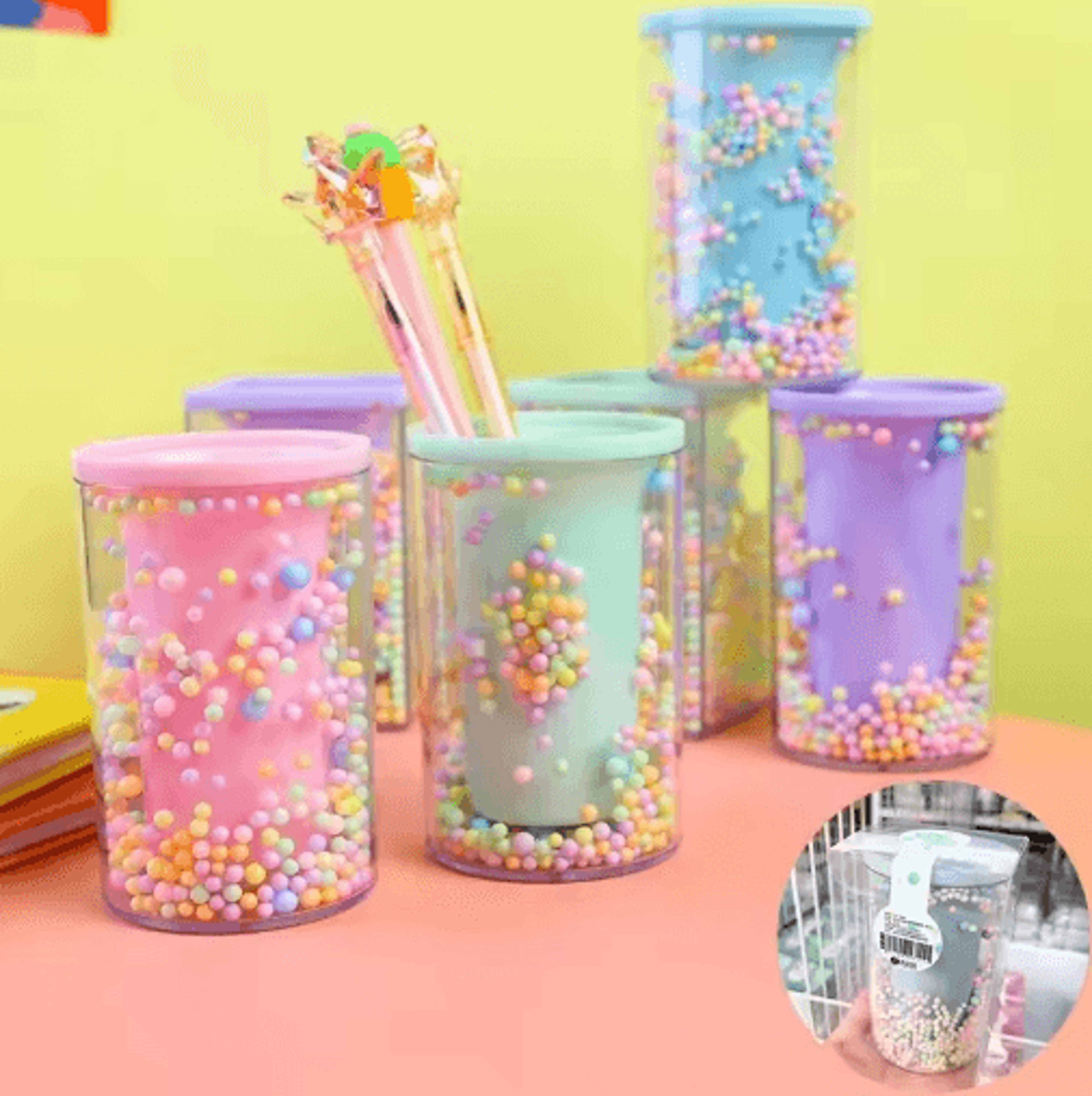 piggypop colorful acrylic drawer pen holder & multi-grid desk organizer