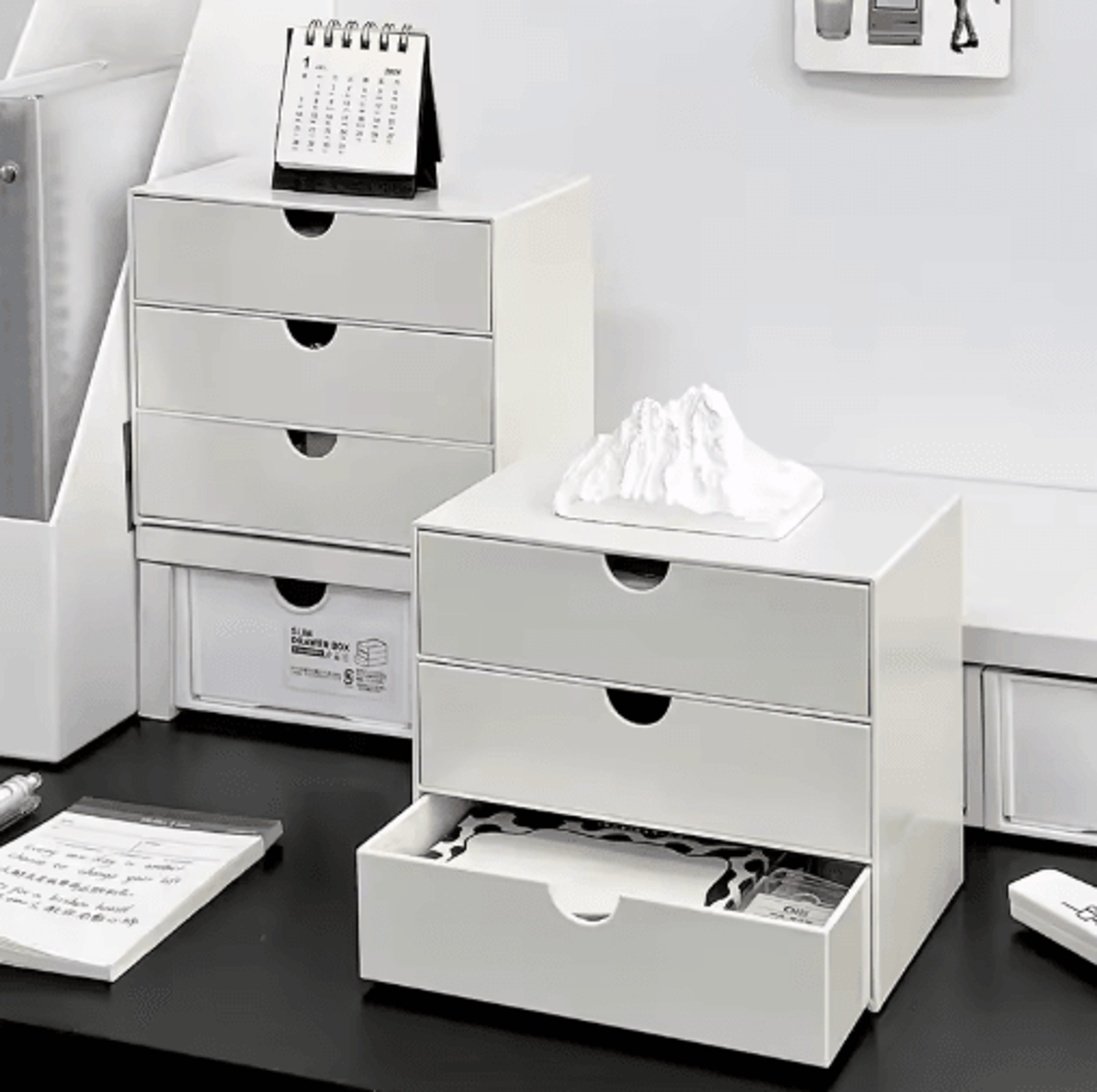 stackspace 3-layer white plastic drawer rack organizer for desk