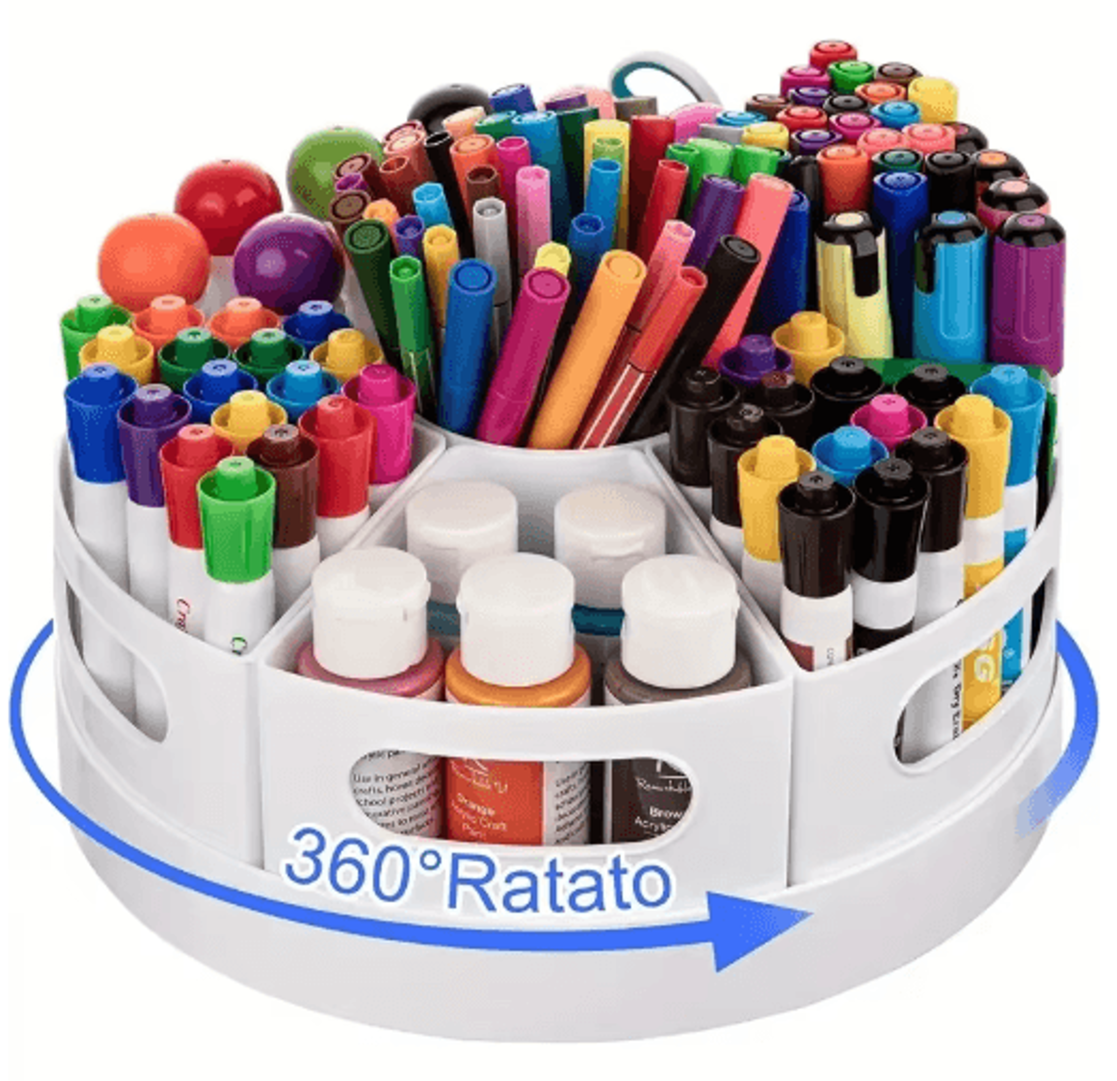 360 rotating desk organizer with 7 removable bins for office and school