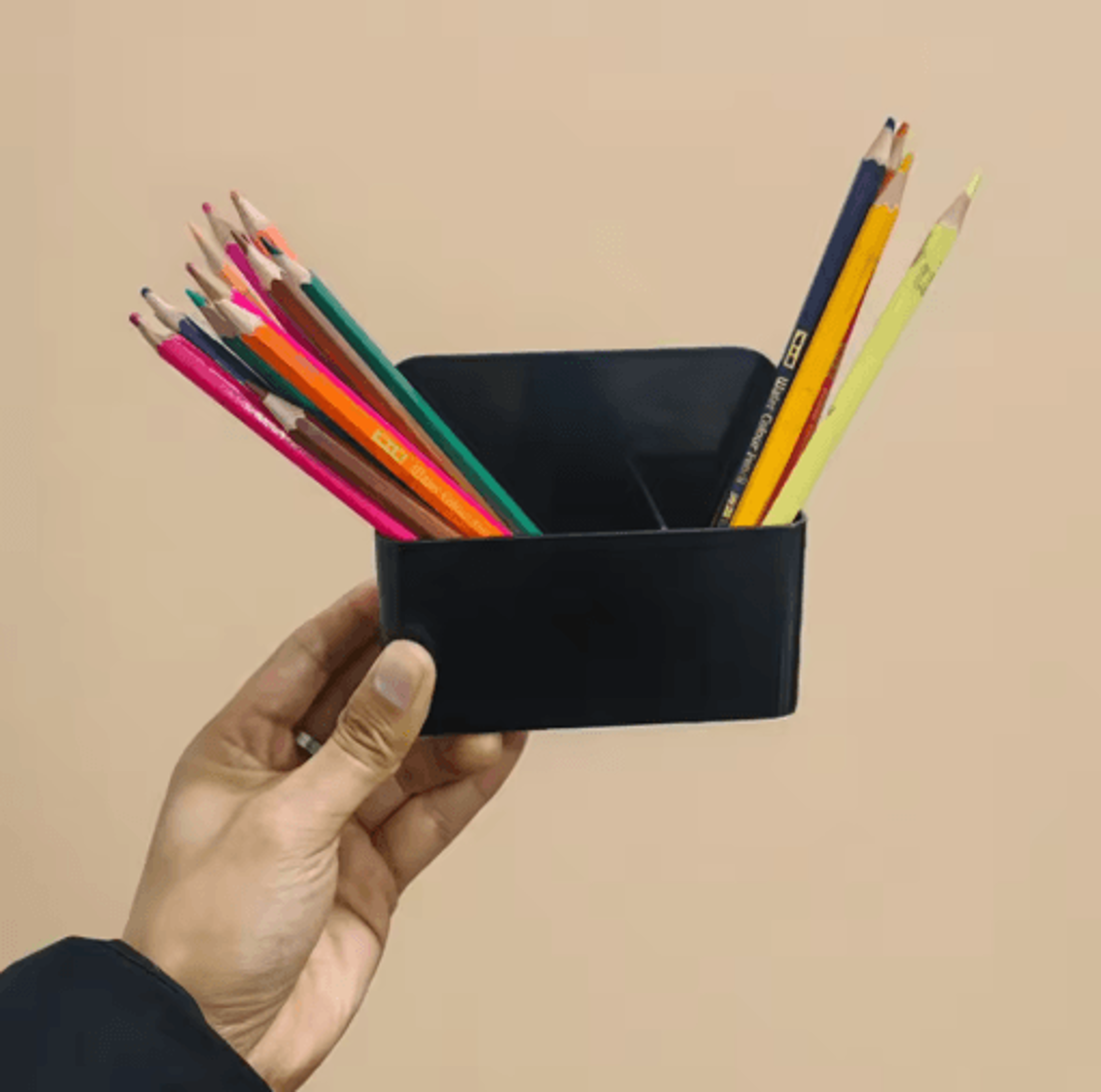 black mini magnetic whiteboard pen holder with separated storage