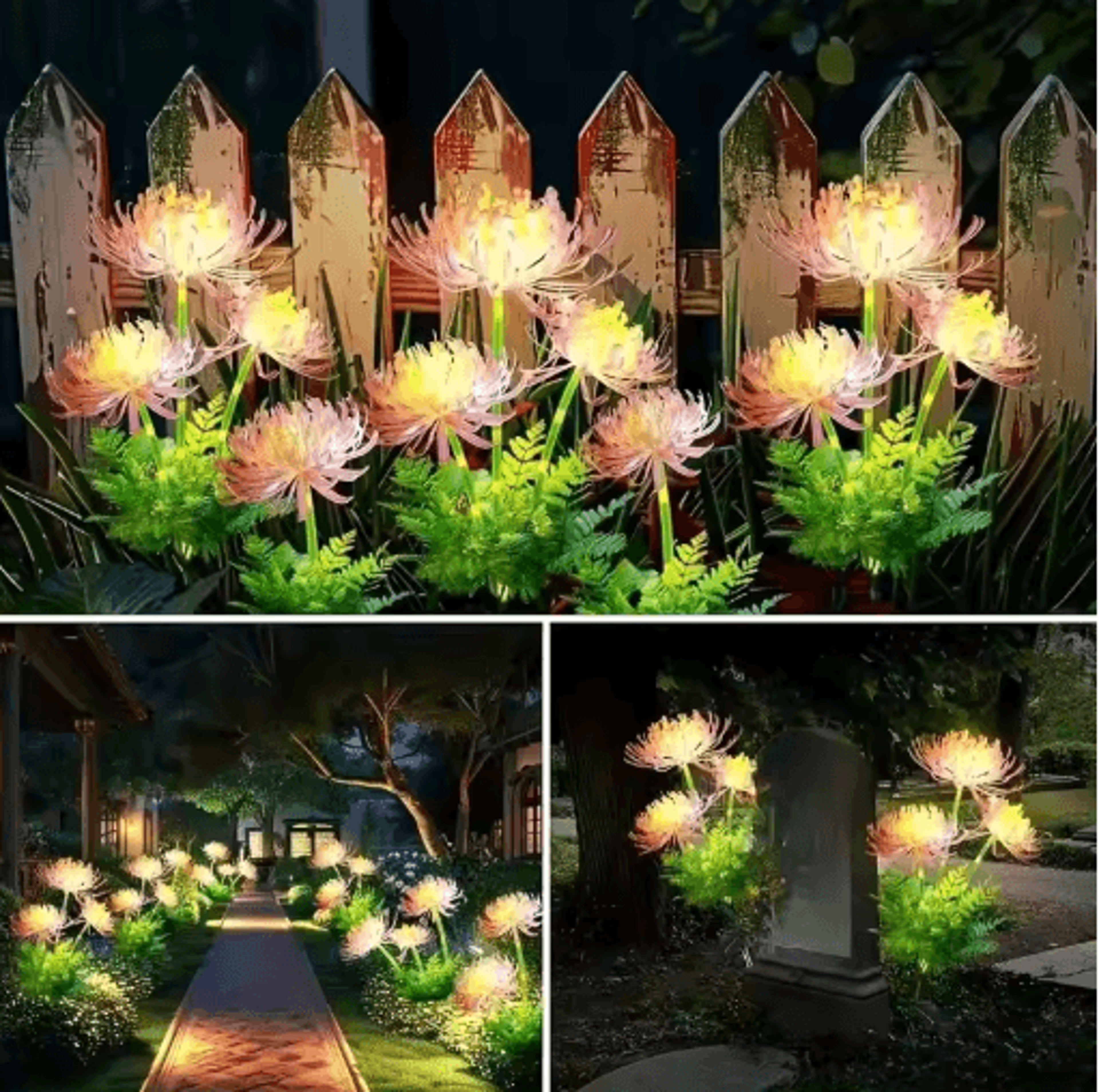 solar flower garden lights waterproof outdoor lawn & courtyard decor