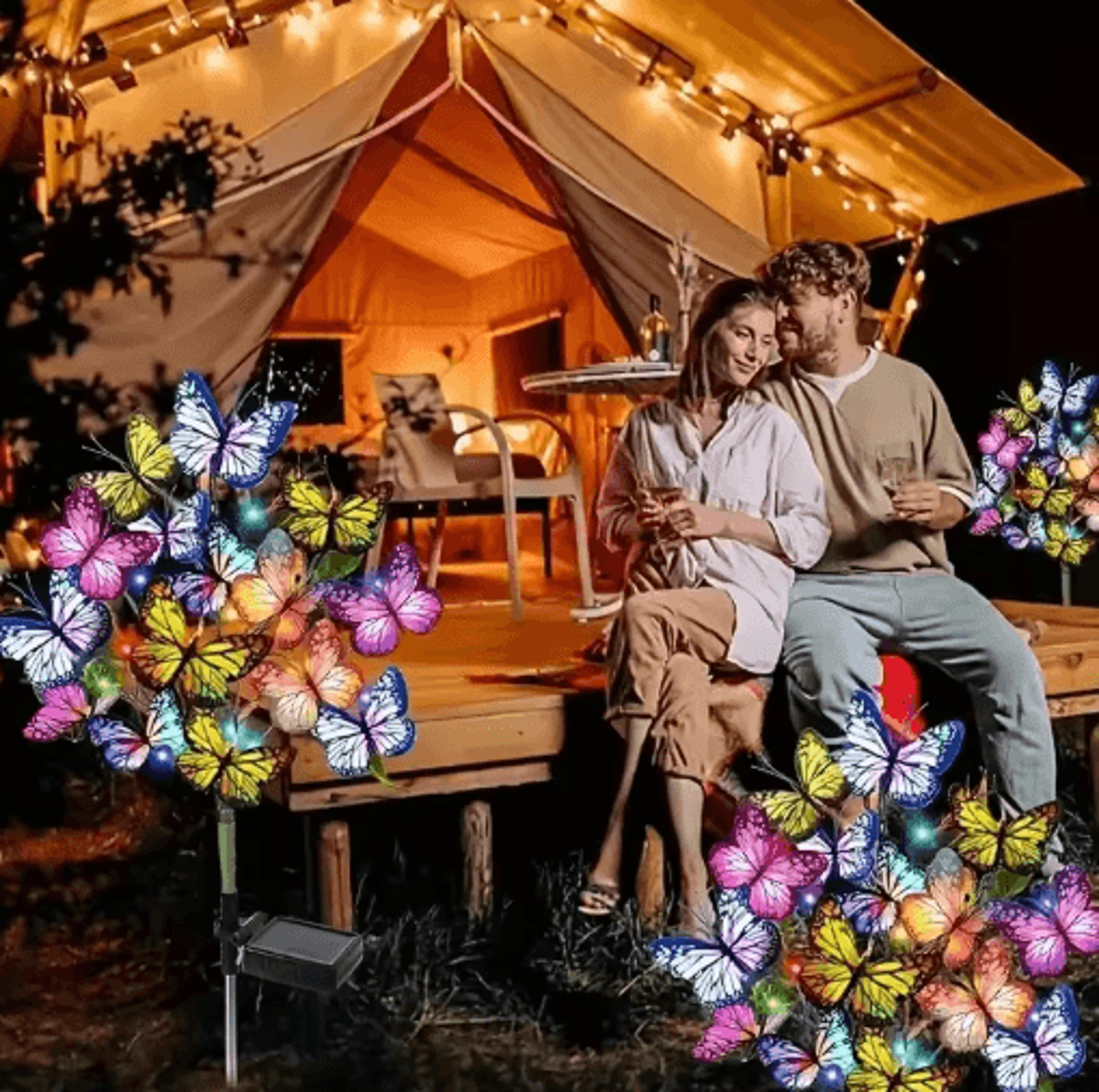 solar butterfly flower garden light waterproof led lawn landscape decor