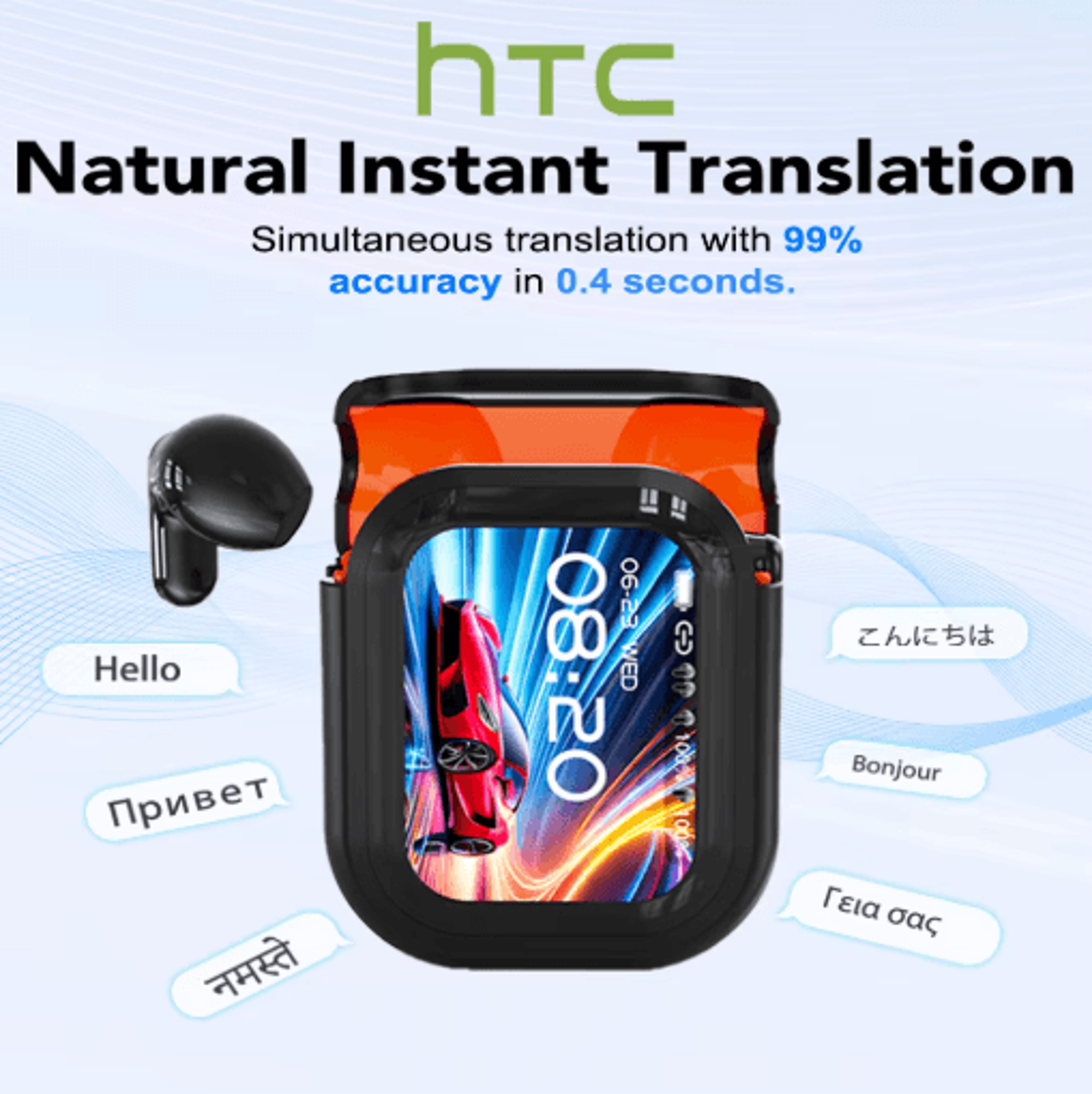 htc ne20 ai translator wireless earbuds bluetooth 6.0 waterproof headphones