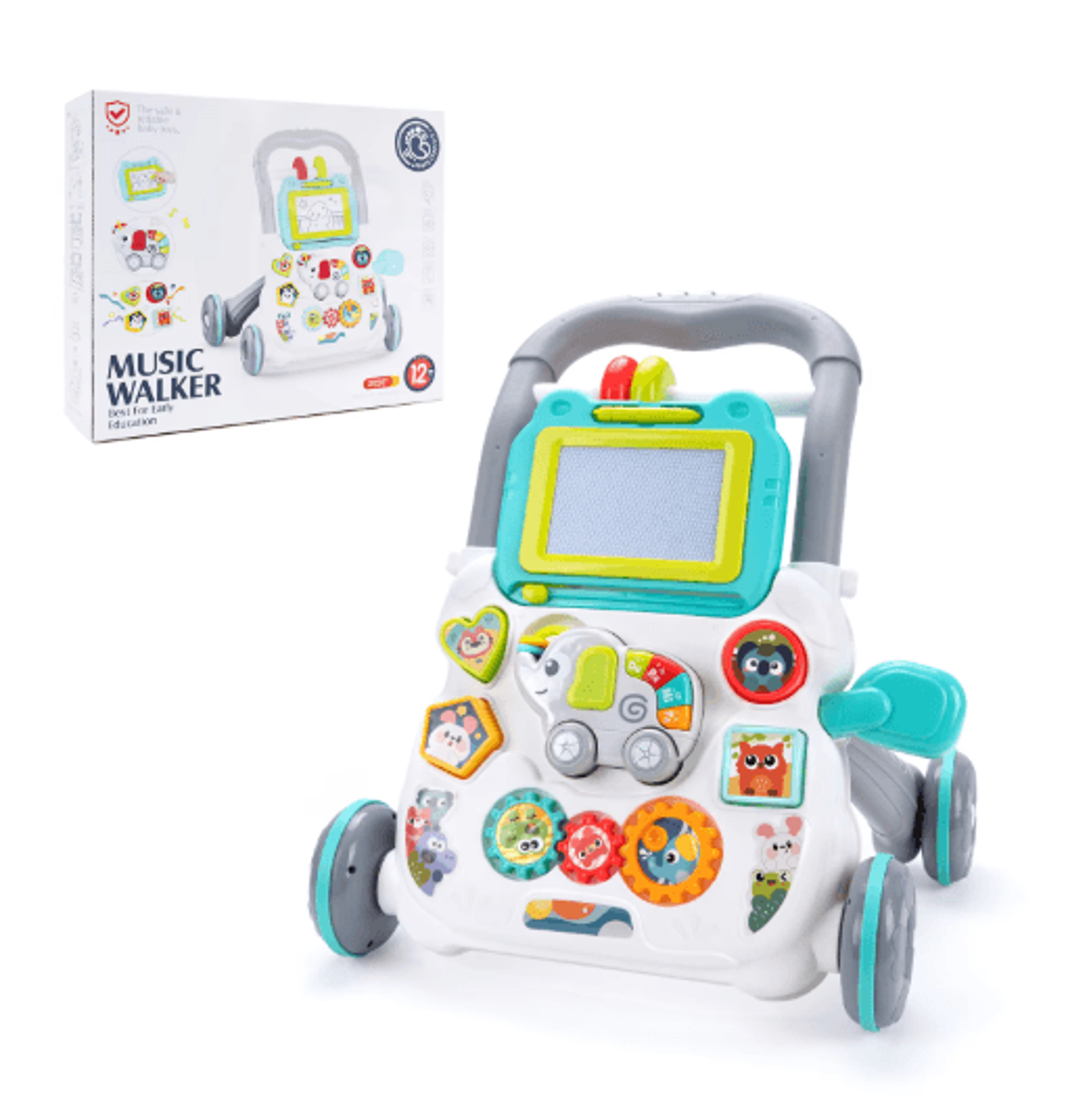 baby cartoon musical activity walker multifunction learning walker with drawing board