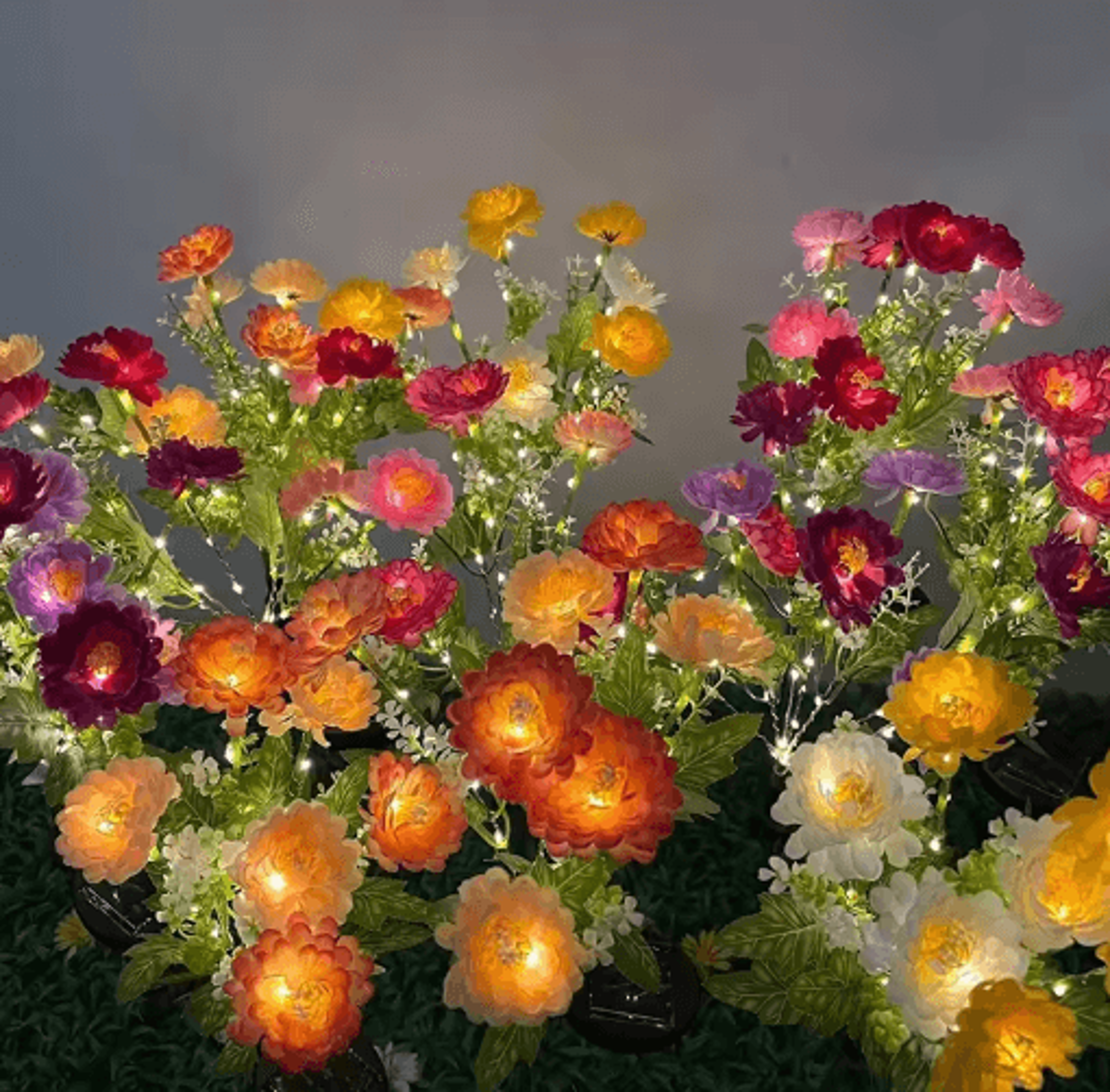 solar snow lotus flower garden lights waterproof outdoor lawn decor
